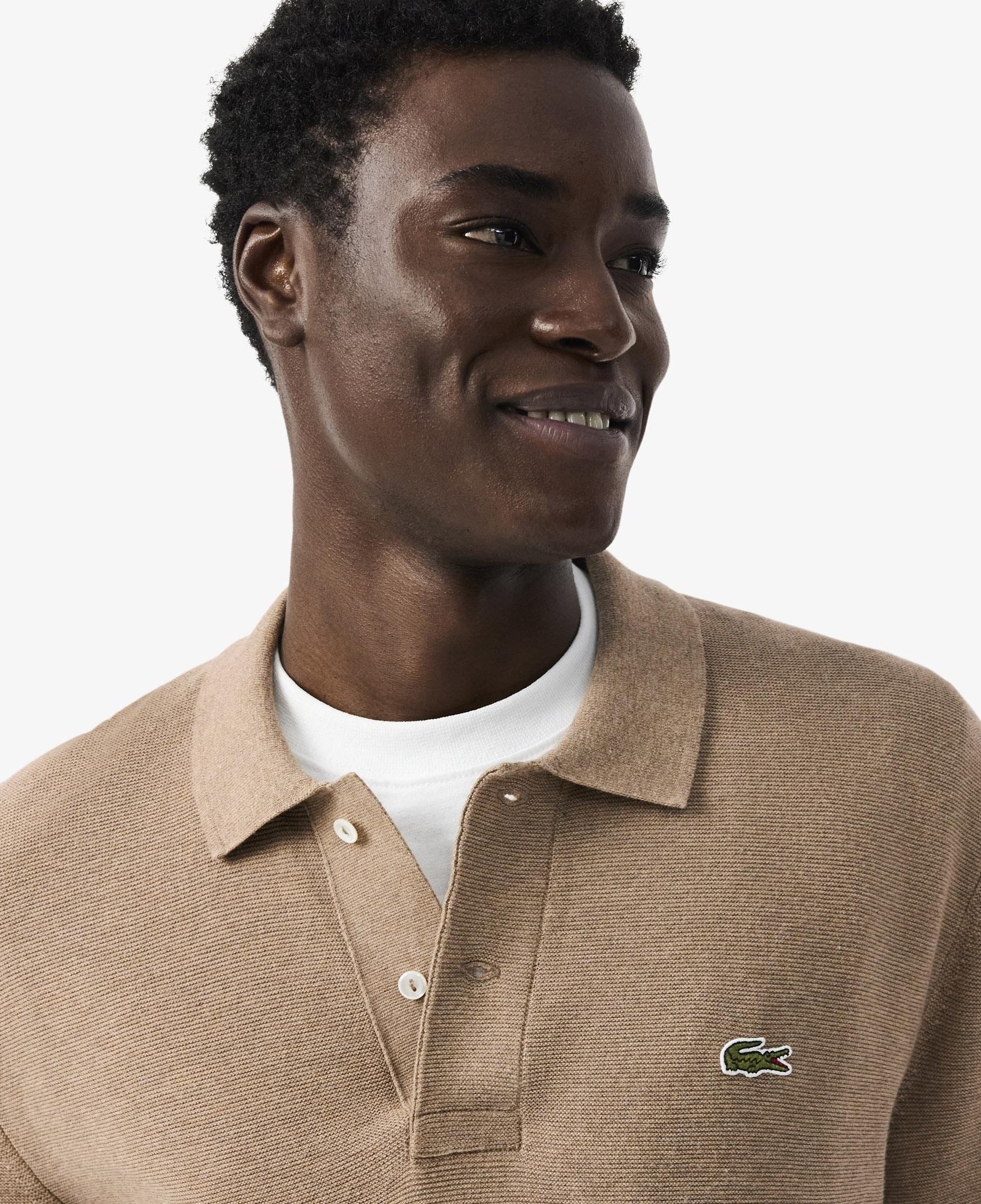 Lacoste Erkek Classic Fit Kısa Kollu Polo Yaka Açık Kahverengi Triko