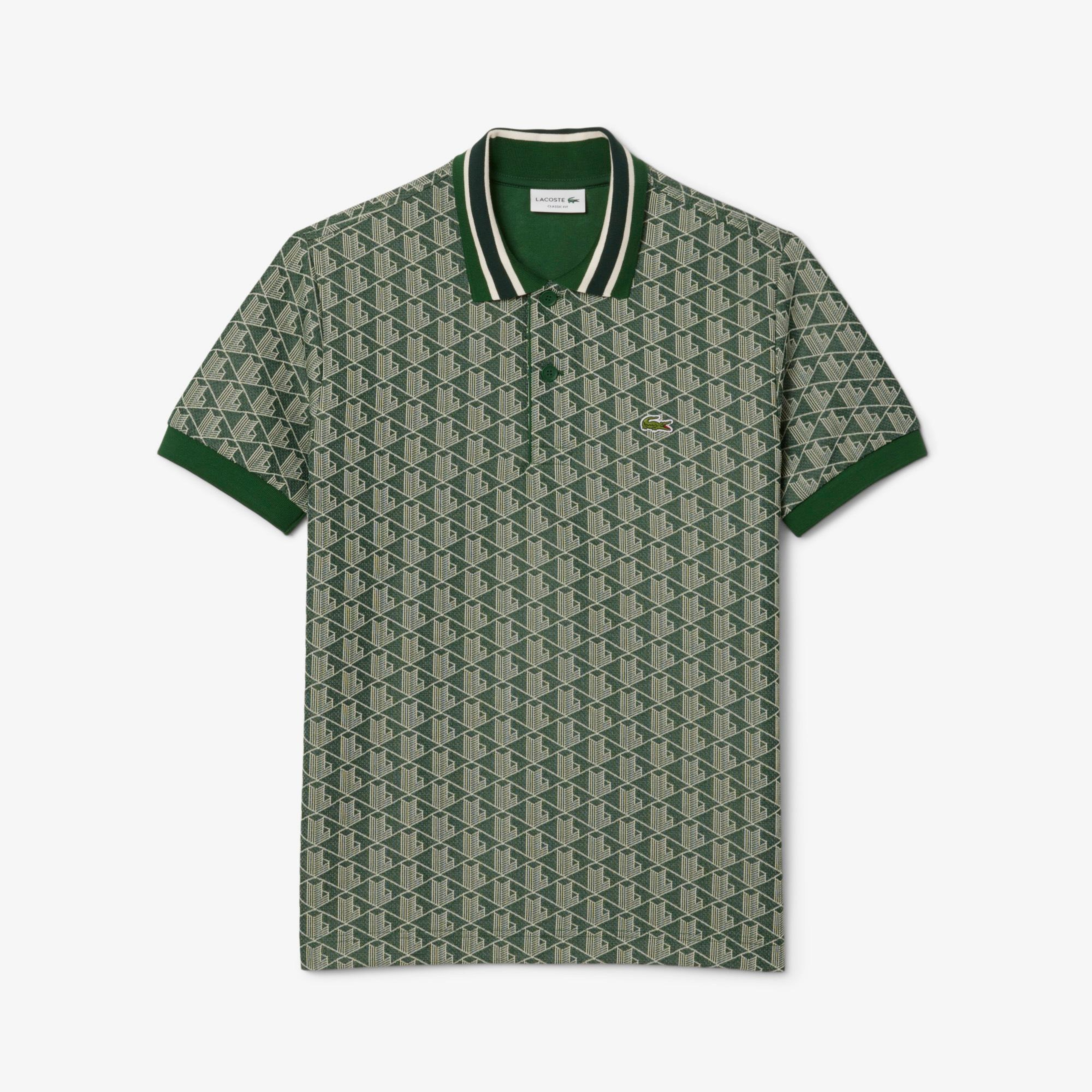 Lacoste Erkek Classic Fit Monogram Yeşil Polo