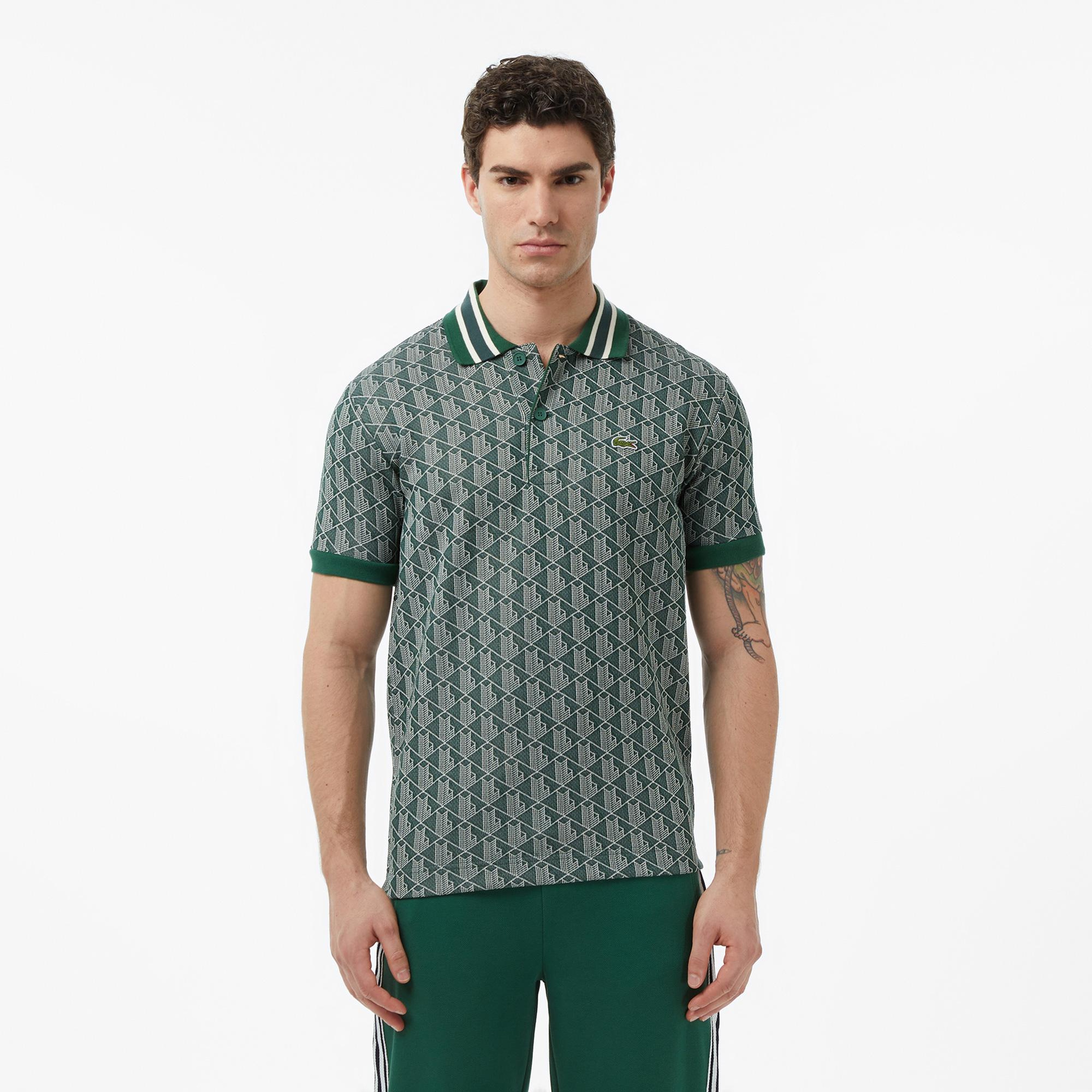 Lacoste Erkek Classic Fit Monogram Yeşil Polo