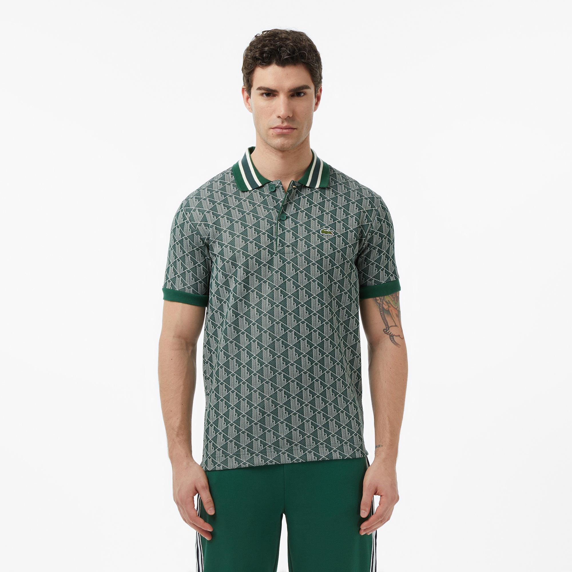 Lacoste Erkek Classic Fit Monogram Yeşil Polo