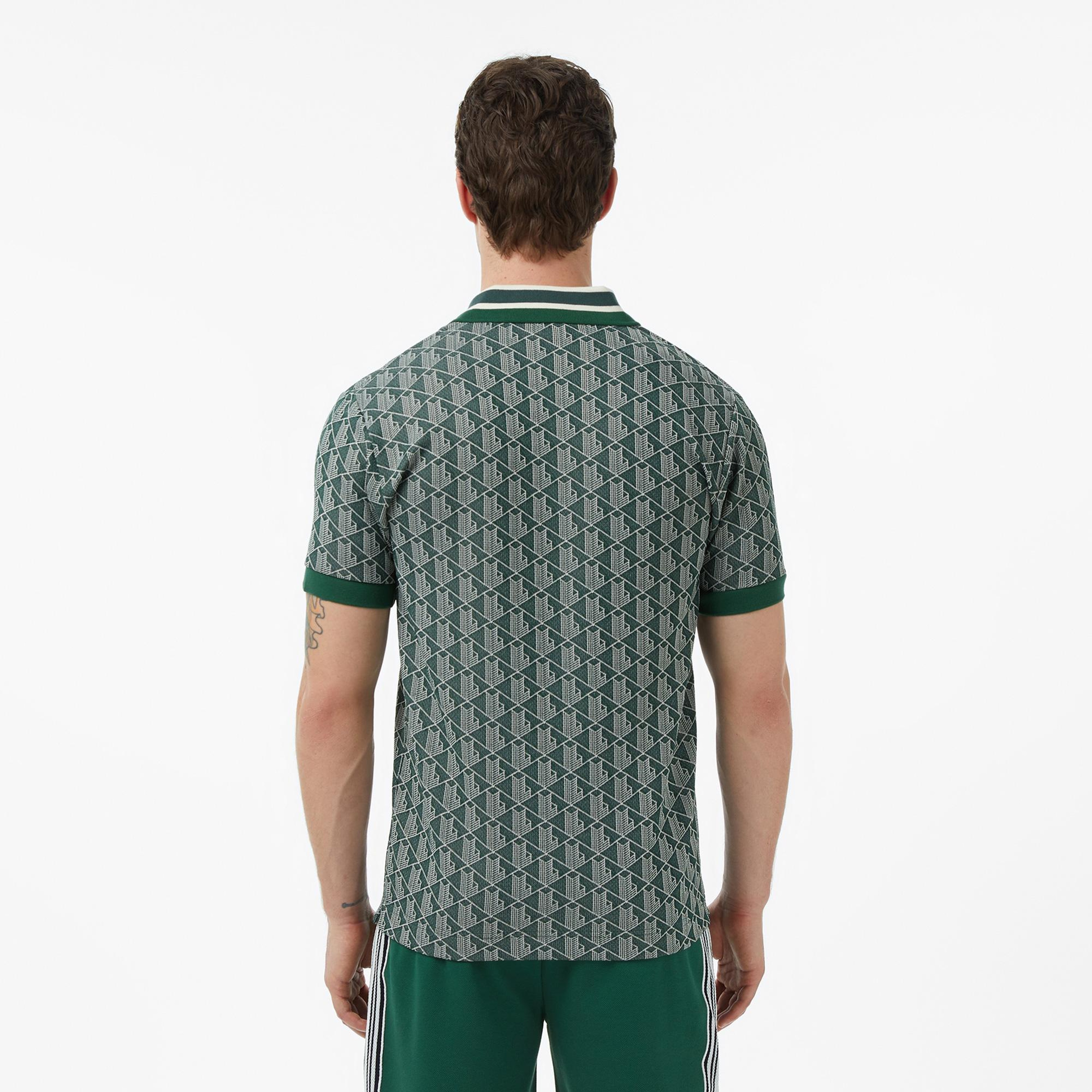 Lacoste Erkek Classic Fit Monogram Yeşil Polo