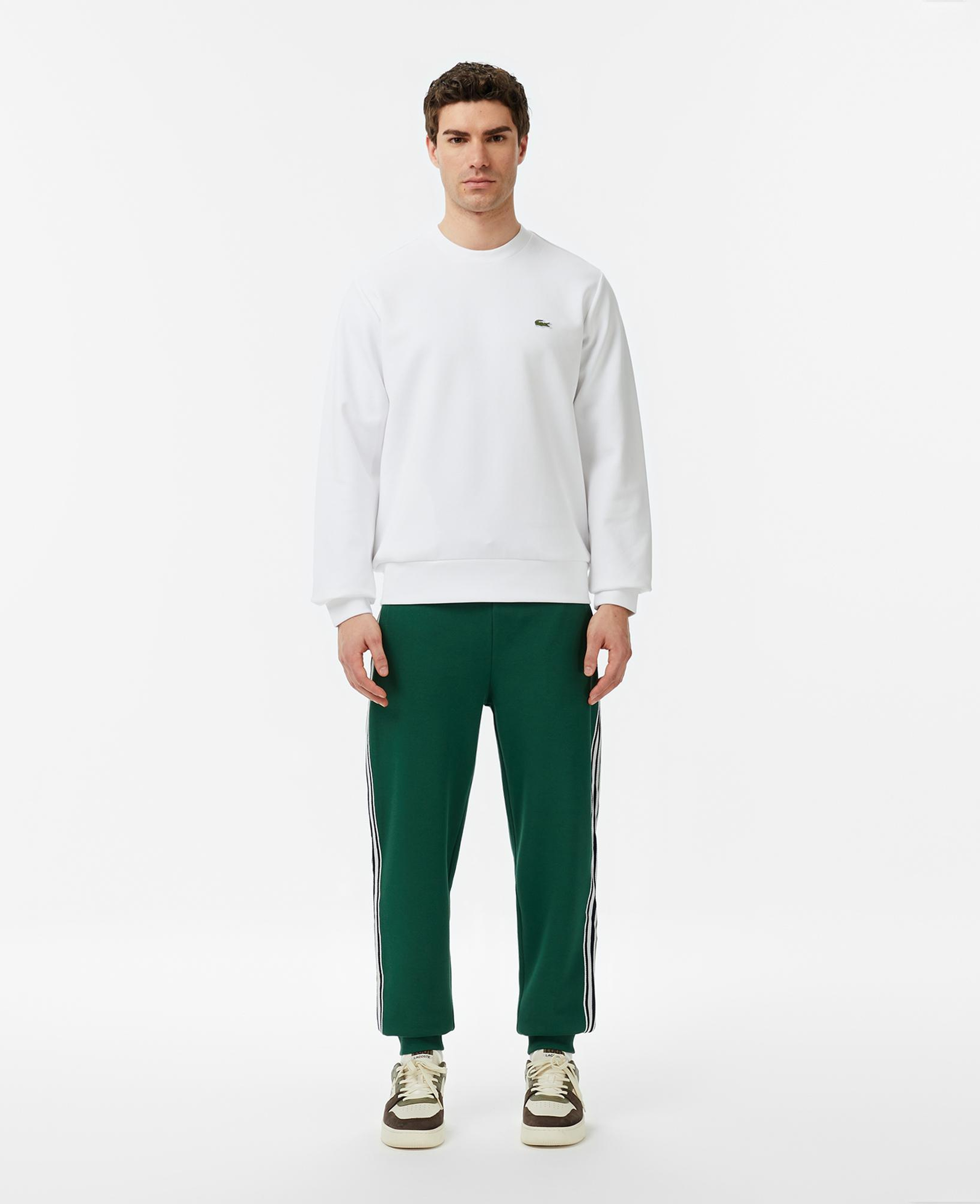 Lacoste Erkek Classic Fit Bisiklet Yaka Beyaz Sweatshirt