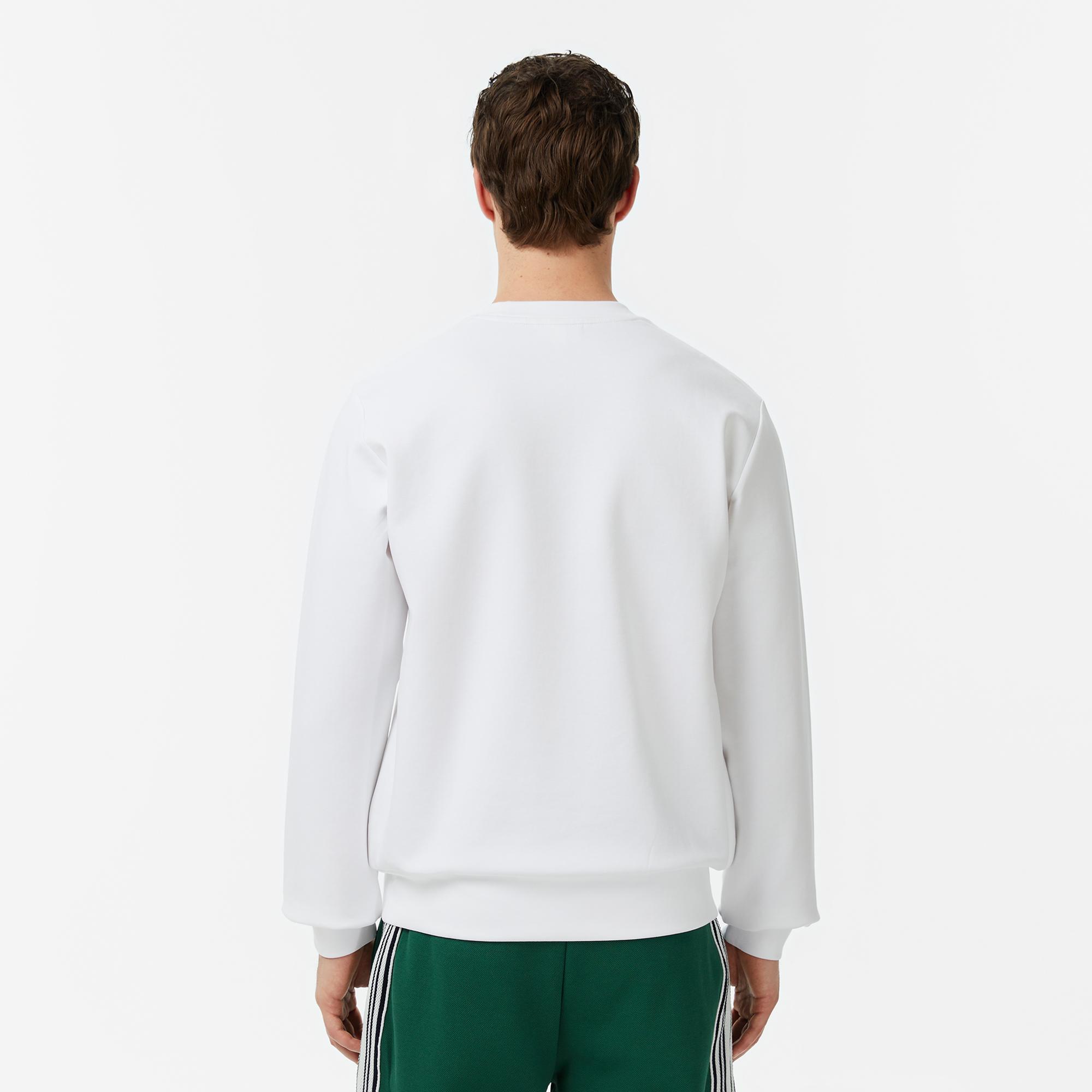 Lacoste Erkek Classic Fit Bisiklet Yaka Beyaz Sweatshirt