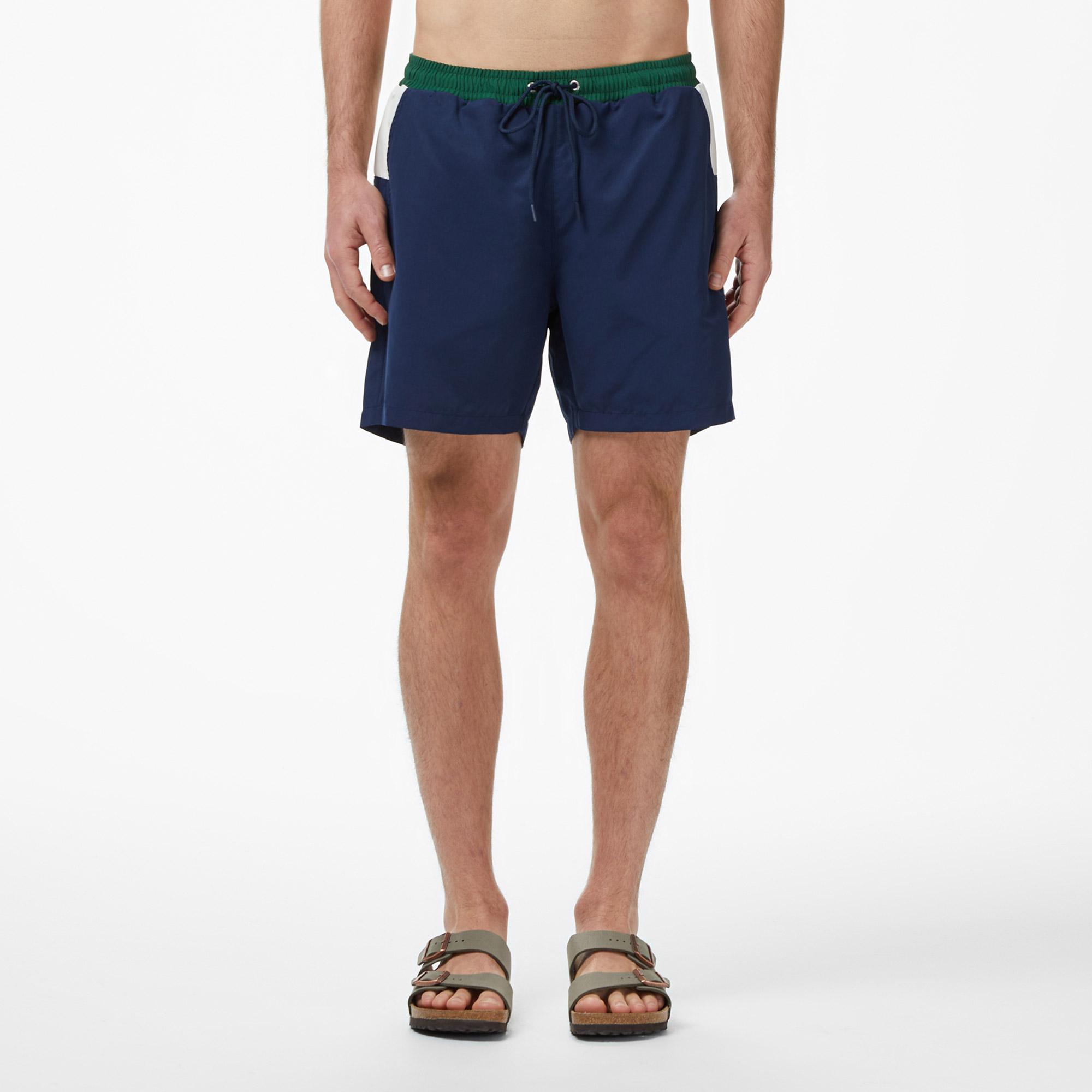 Lacoste Erkek Regular Fit Renk Bloklu Lacivert Deniz Şortu