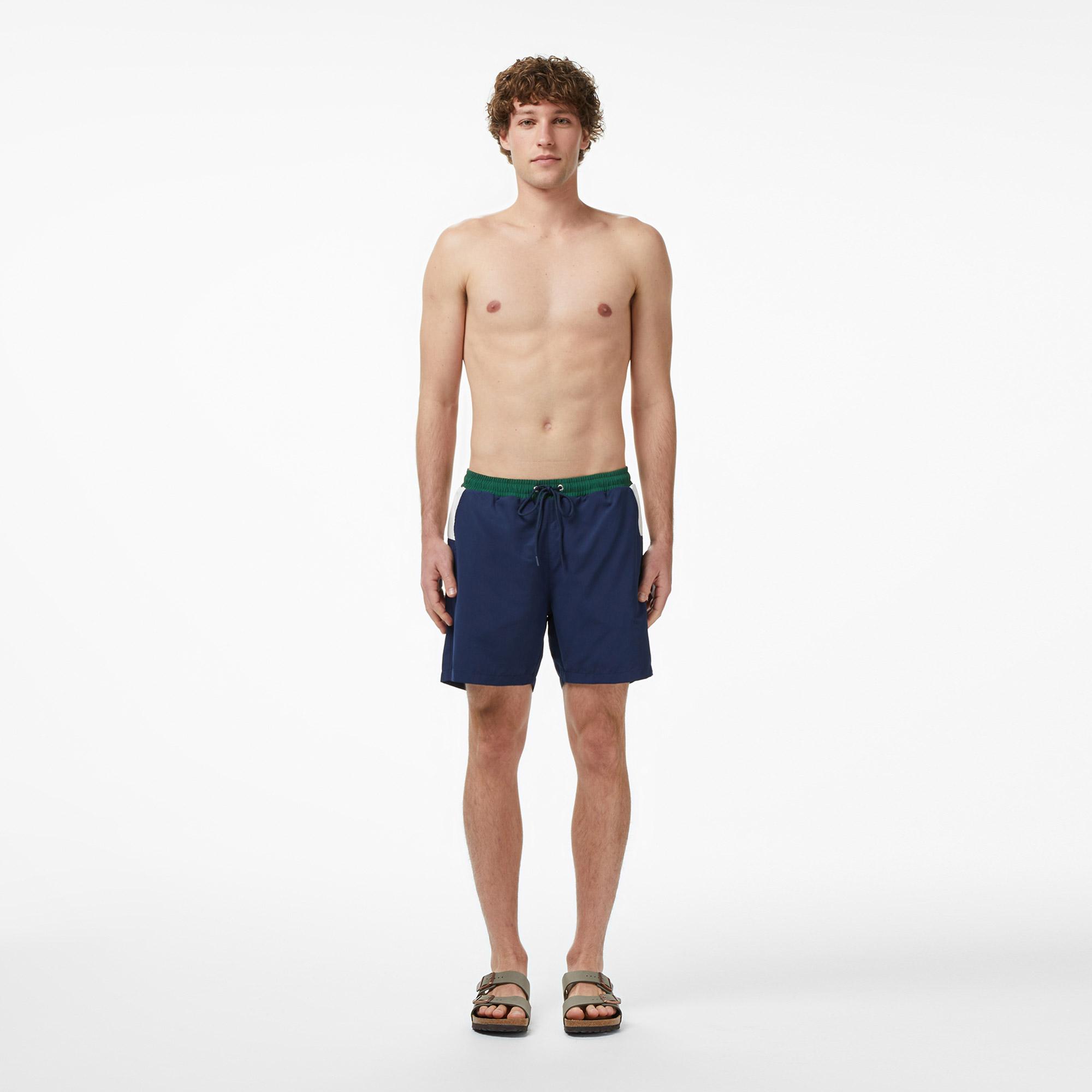 Lacoste Erkek Regular Fit Renk Bloklu Lacivert Deniz Şortu