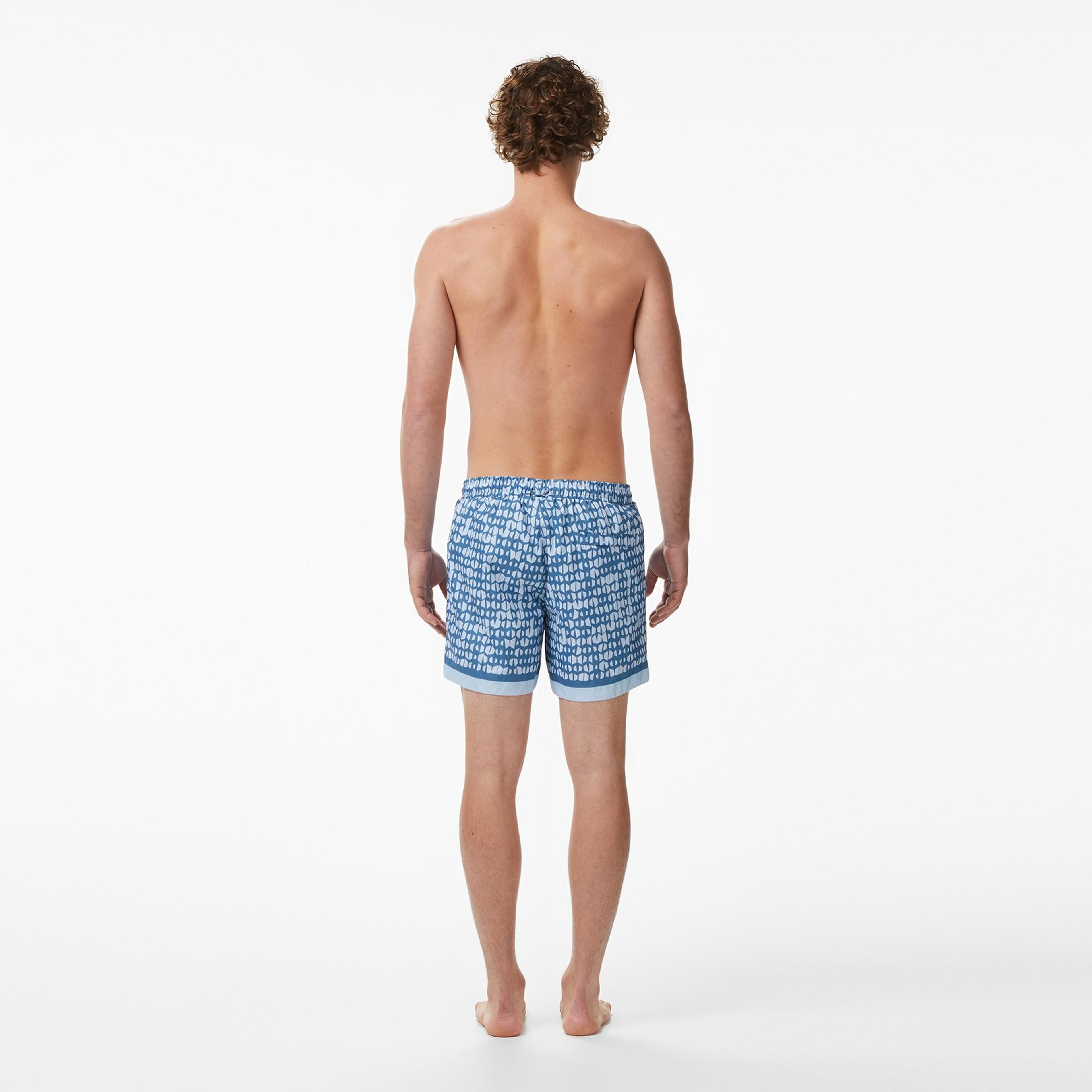 Lacoste Erkek Regular Fit Desenli Mavi Deniz Şortu