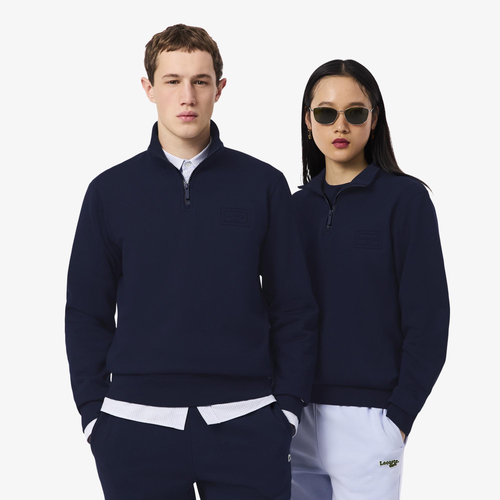 Lacoste Unisex Classic Fit Yarım Fermuarlı Lacivert Sweatshirt