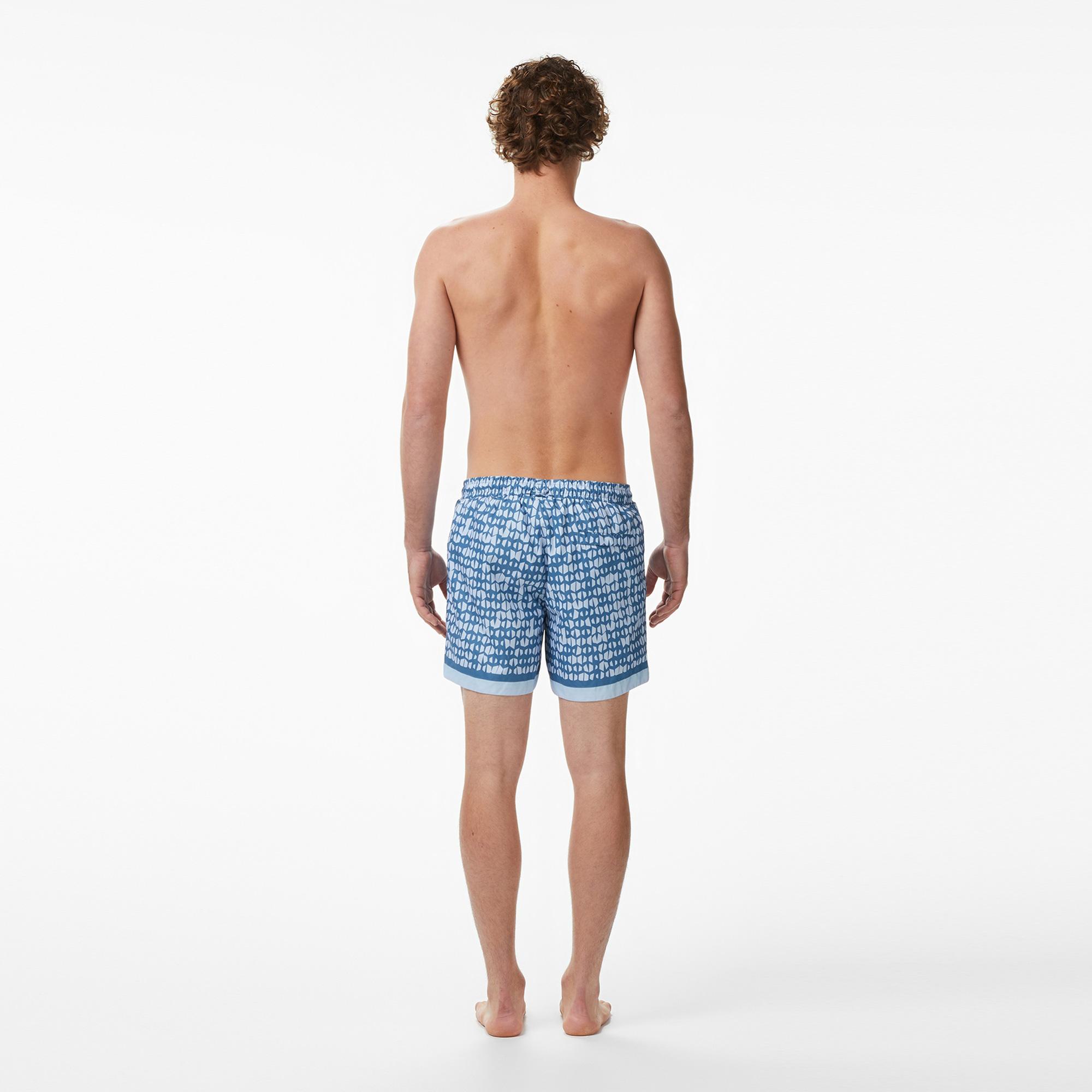 Lacoste Erkek Regular Fit Desenli Mavi Deniz Şortu