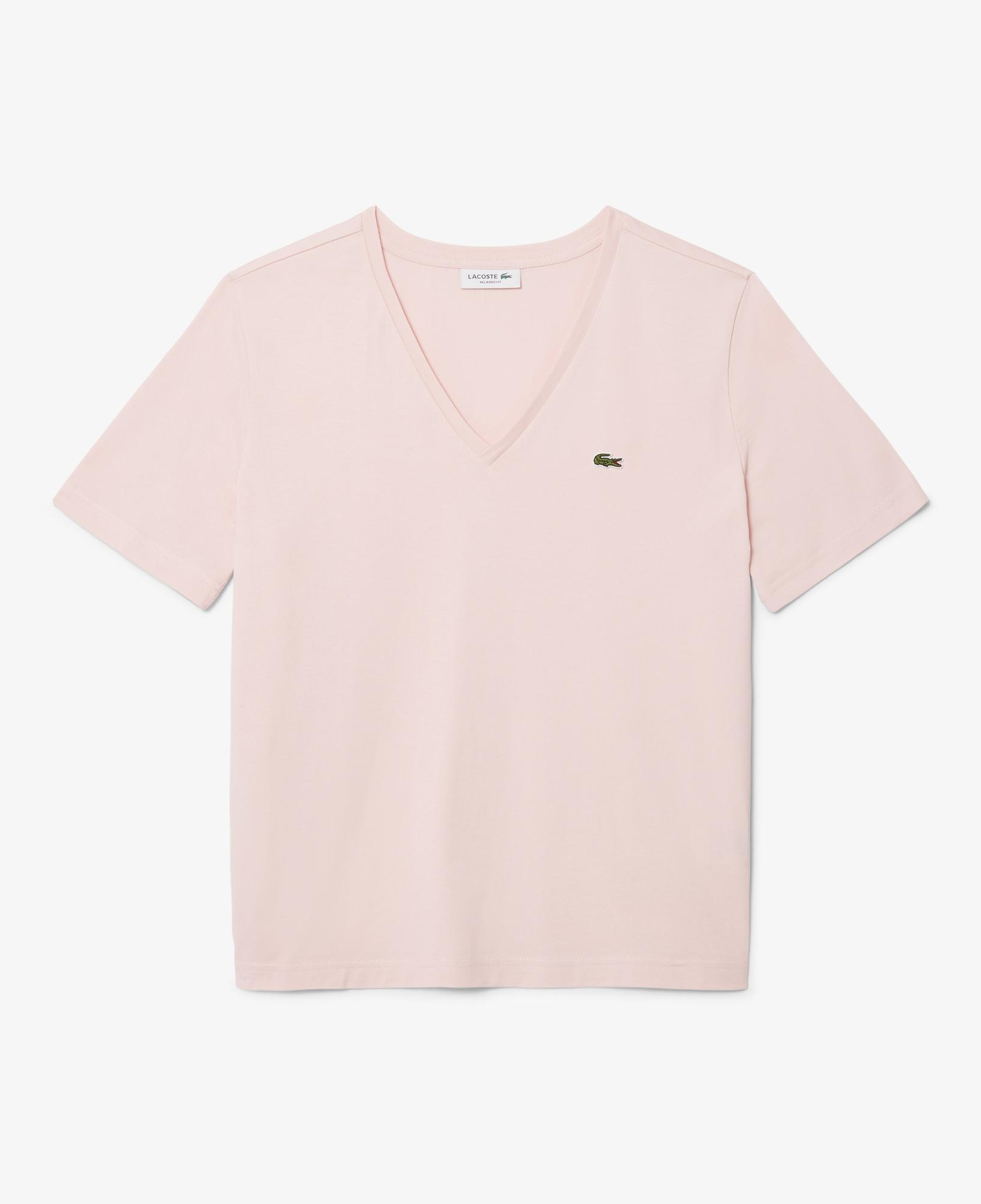 Lacoste Kadın Relaxed Fit V Yaka Pembe T-Shirt