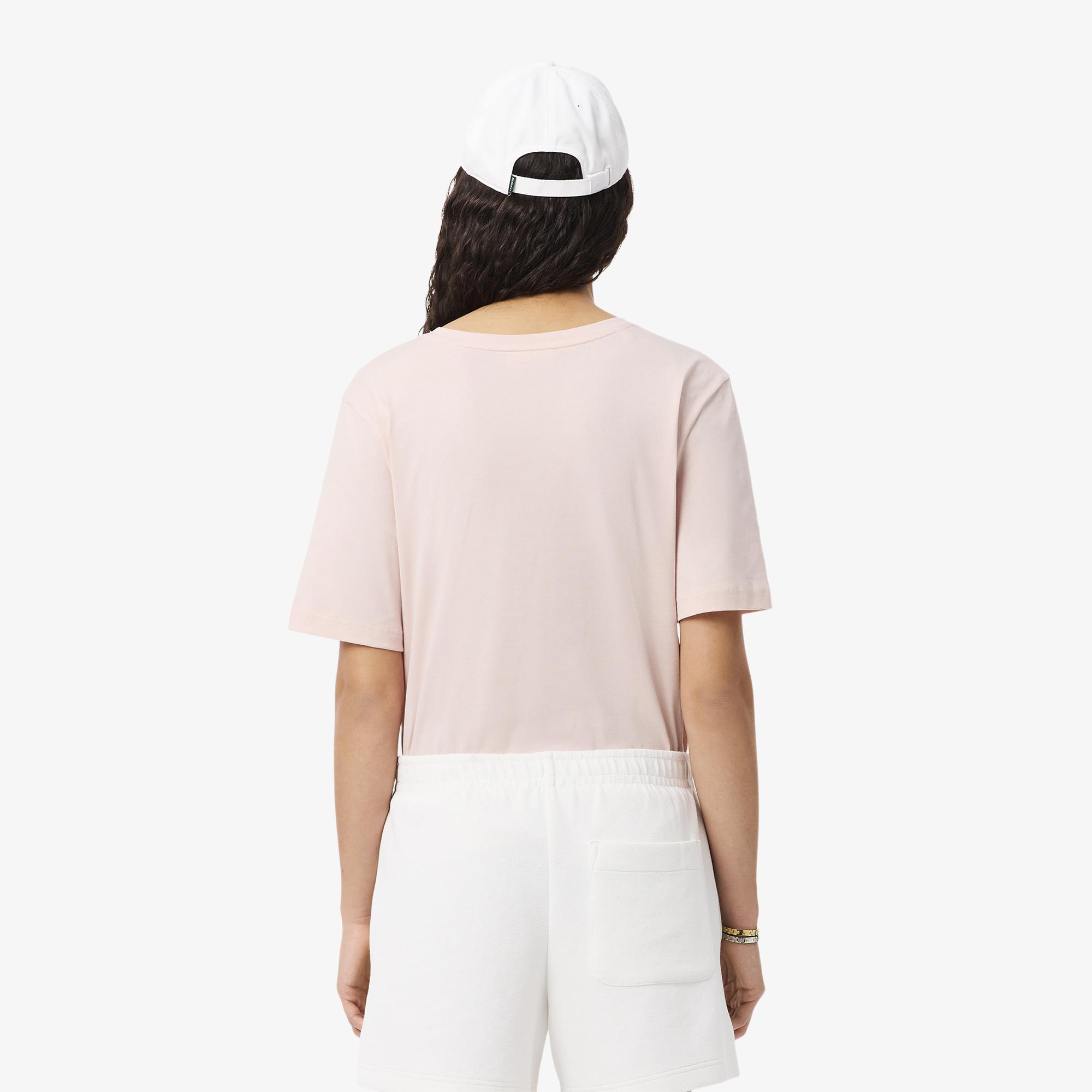 Lacoste Kadın Relaxed Fit V Yaka Pembe T-Shirt