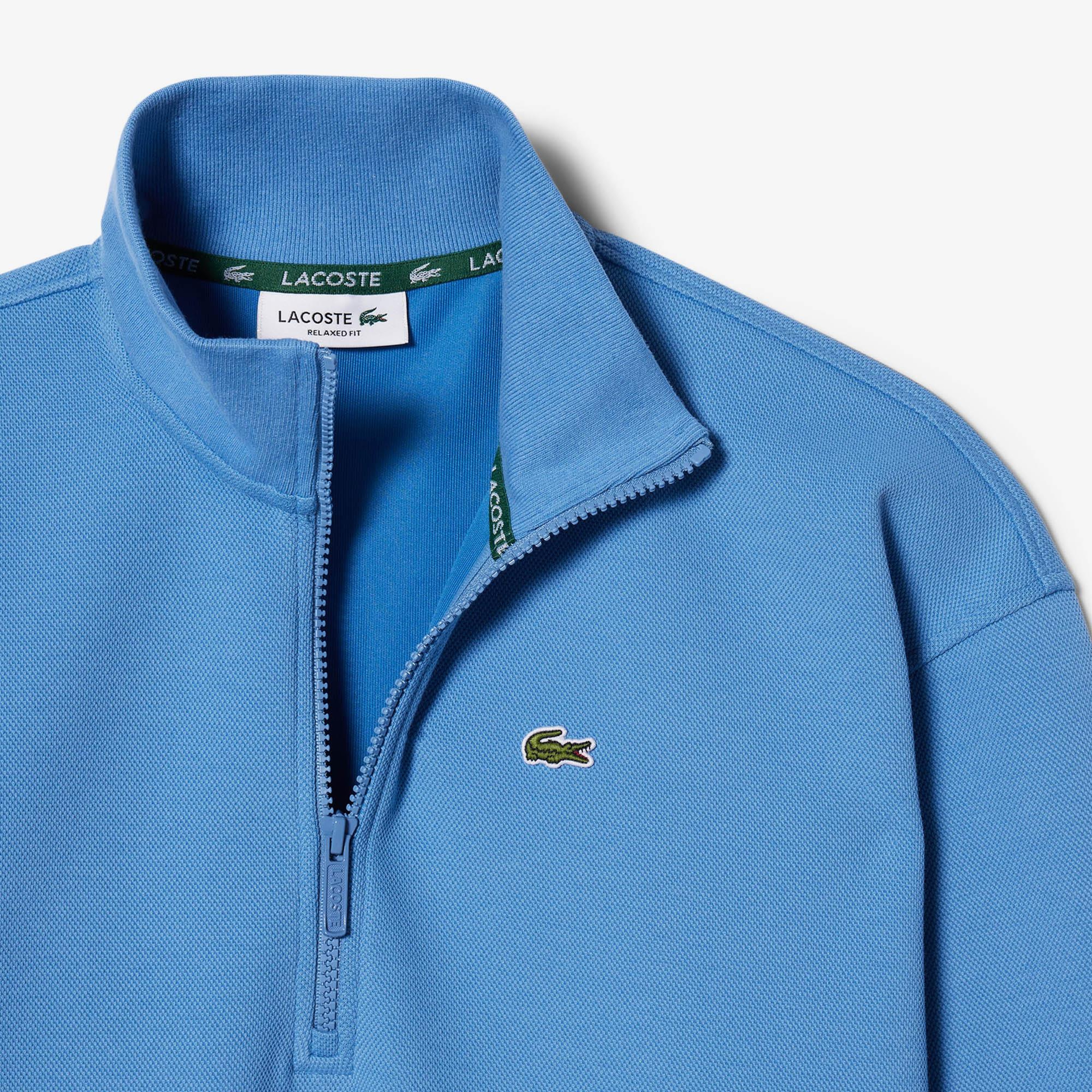 Lacoste Kadın Relaxed Fit Yarım Fermuarlı Mavi Sweatshirt