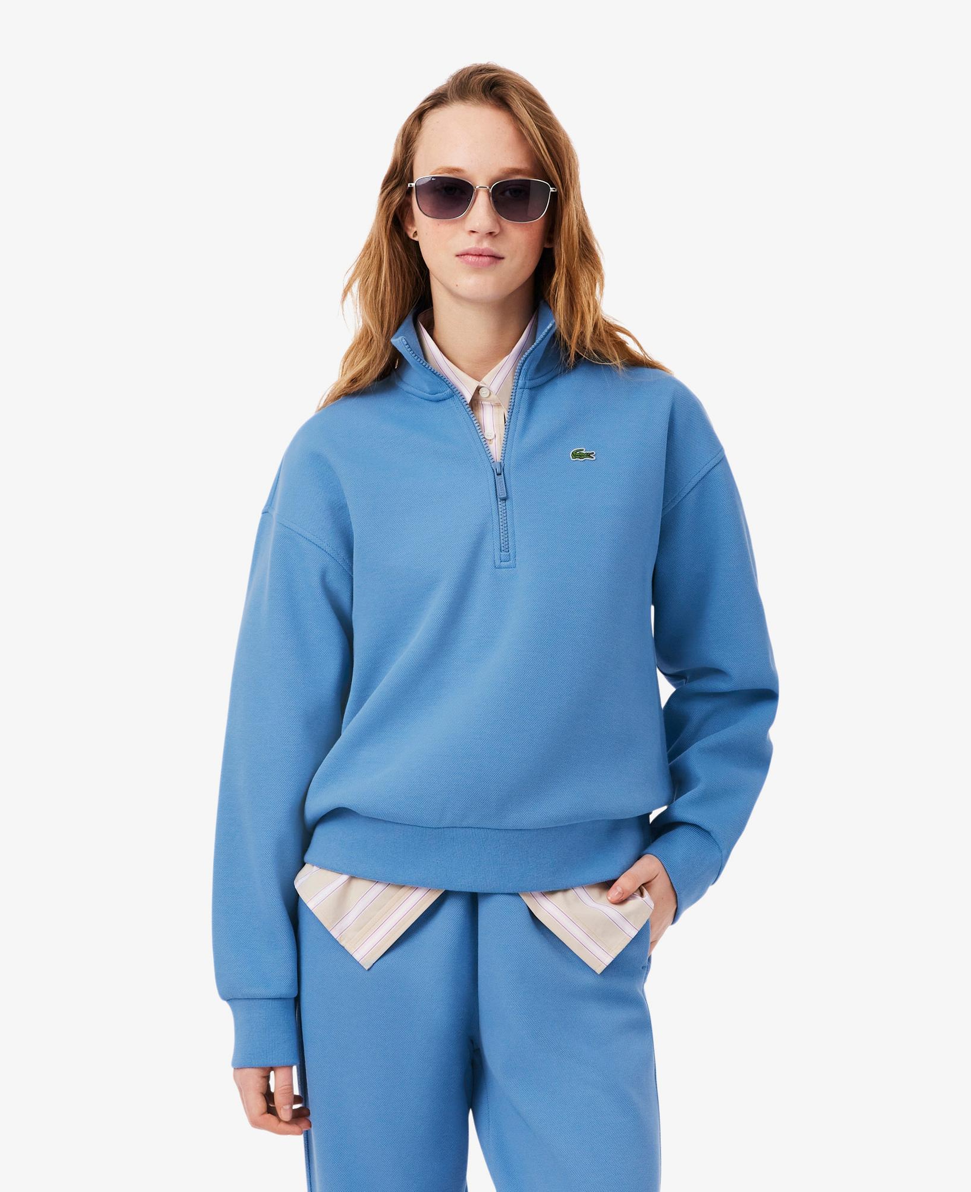 Lacoste Kadın Relaxed Fit Yarım Fermuarlı Mavi Sweatshirt