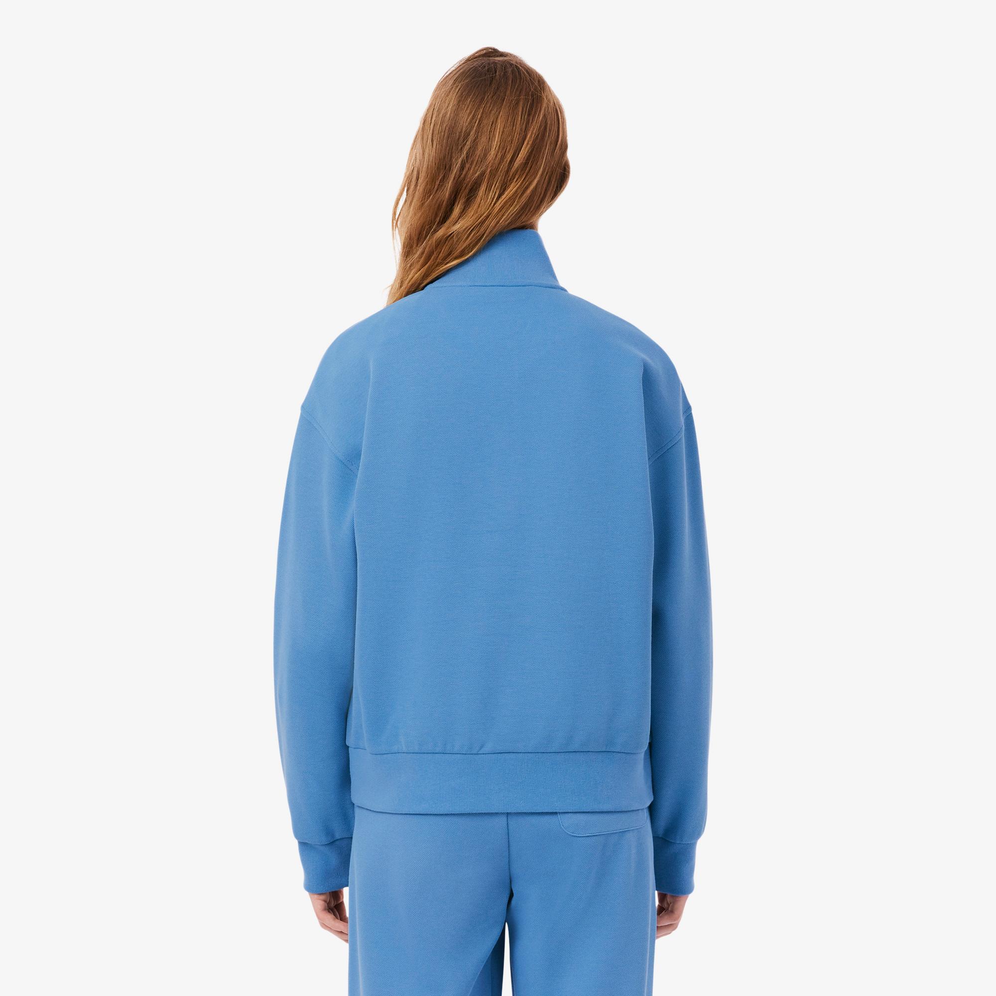 Lacoste Kadın Relaxed Fit Yarım Fermuarlı Mavi Sweatshirt