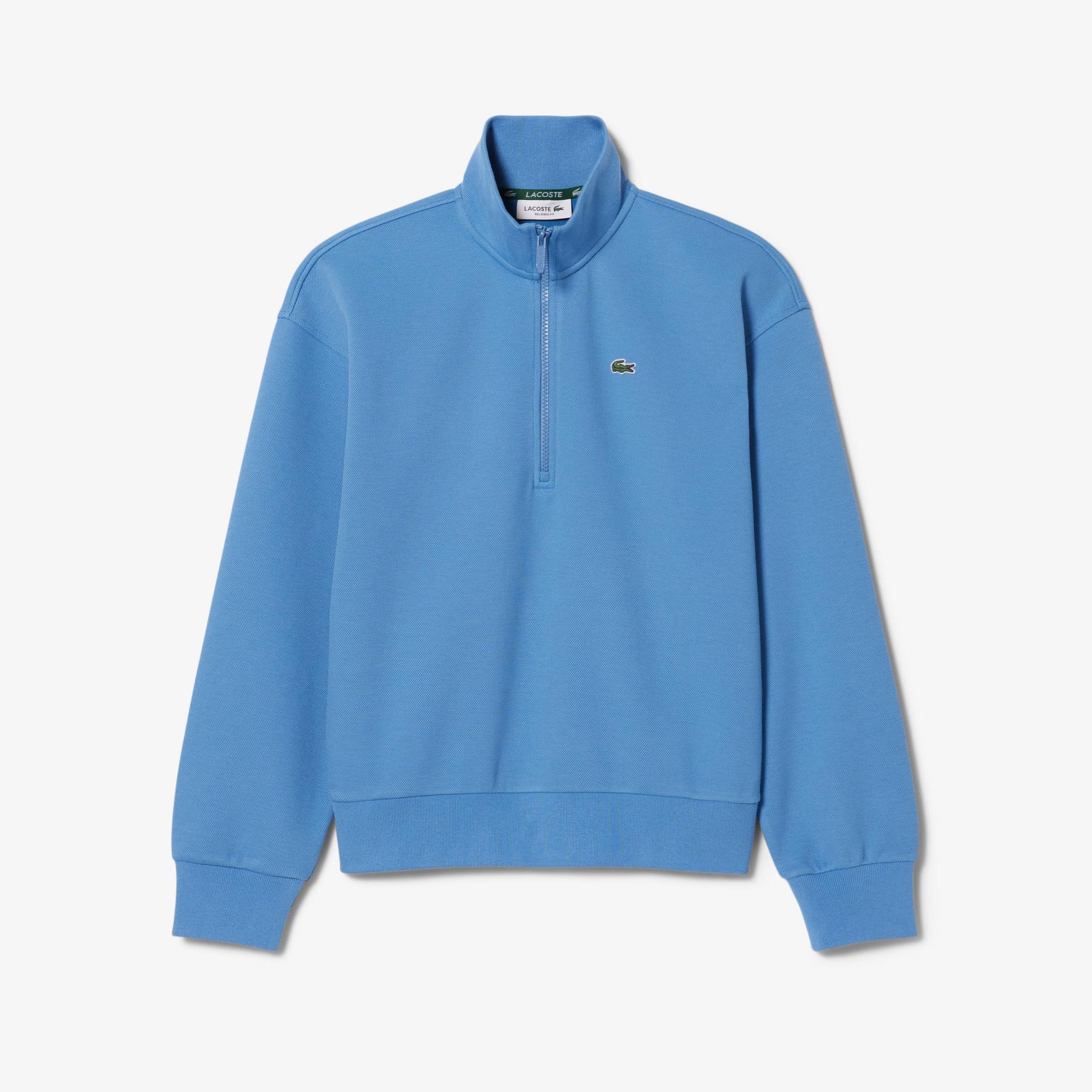Lacoste Kadın Relaxed Fit Yarım Fermuarlı Mavi Sweatshirt