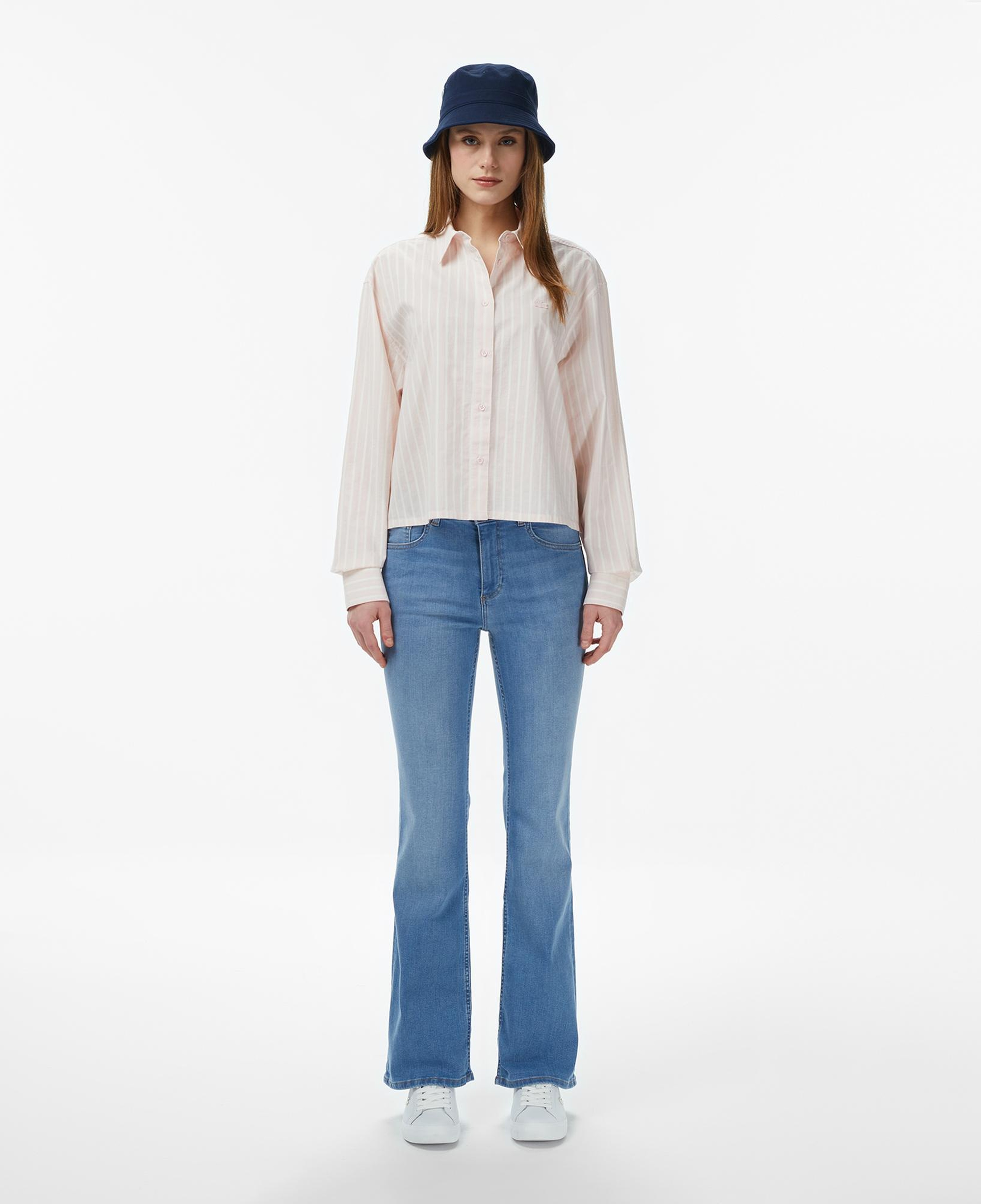 Lacoste Kadın Slim Fit Mavi Jean Pantolon