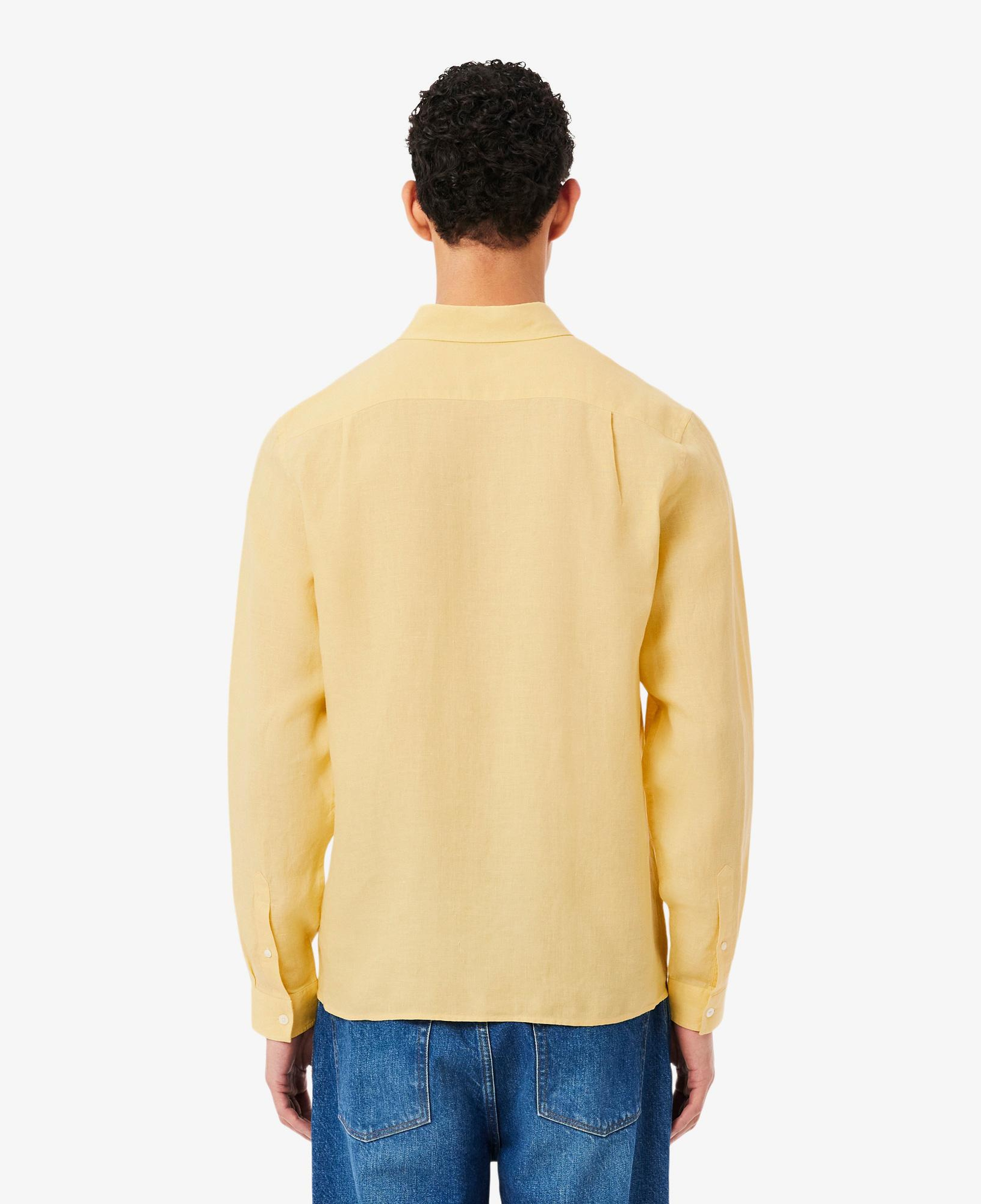 Lacoste Erkek Regular Fit Düğmeli Yaka Keten Sarı Gömlek