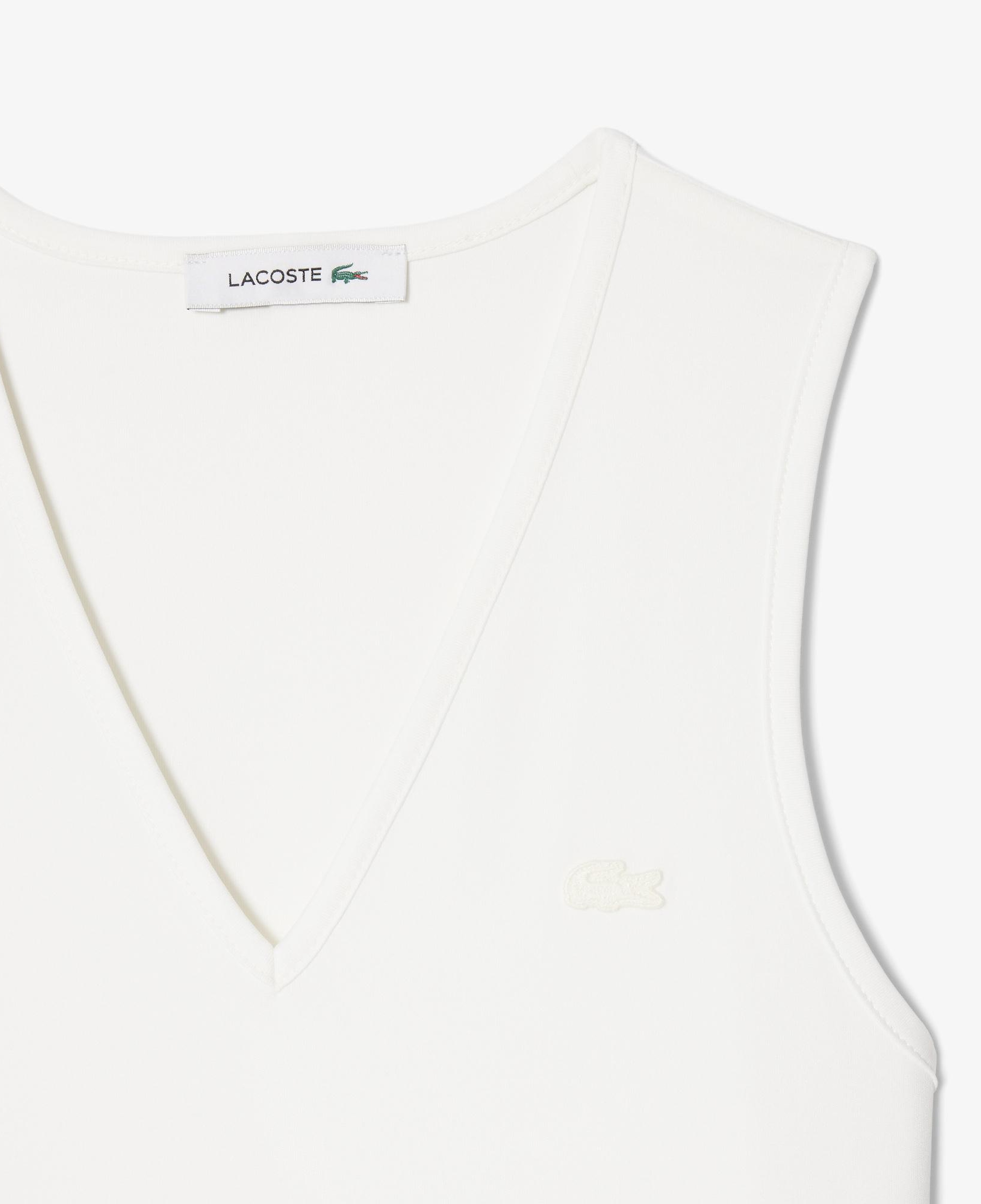 Lacoste Kadın Regular Fit Kolsuz V Yaka Beyaz Elbise
