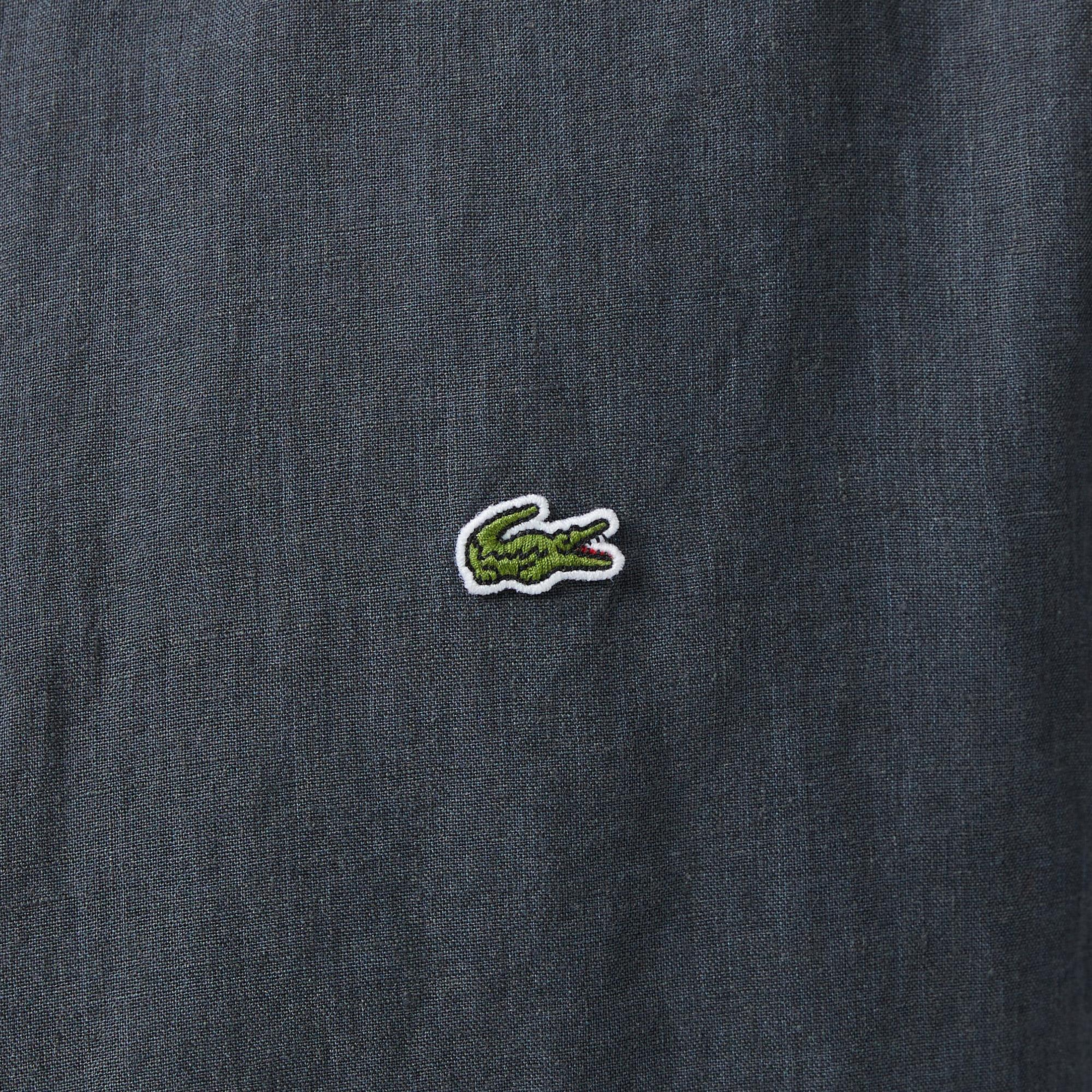 Lacoste Erkek Regular Fit Düğmeli Yaka Keten Koyu Gri Gömlek