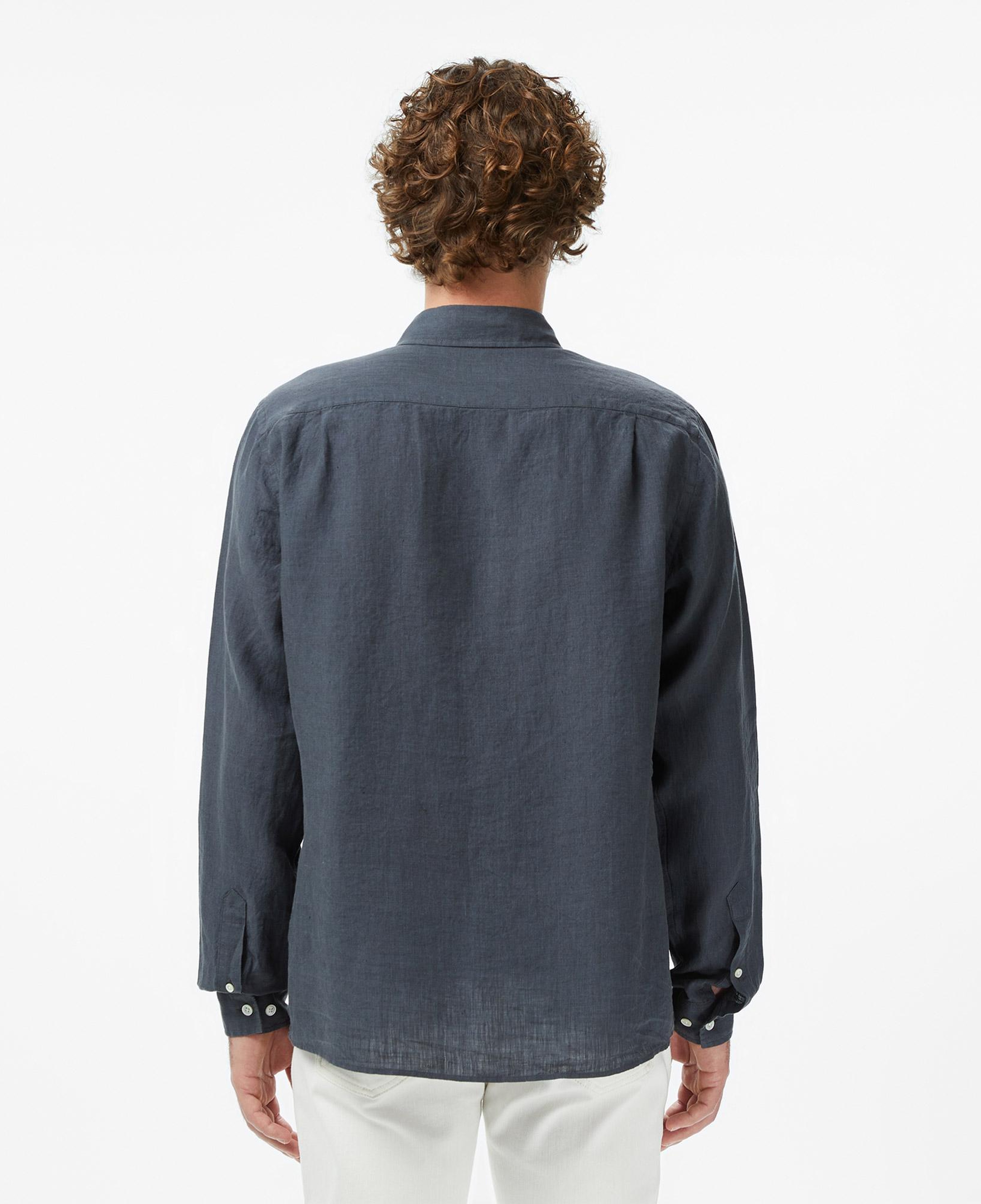 Lacoste Erkek Regular Fit Düğmeli Yaka Keten Koyu Gri Gömlek