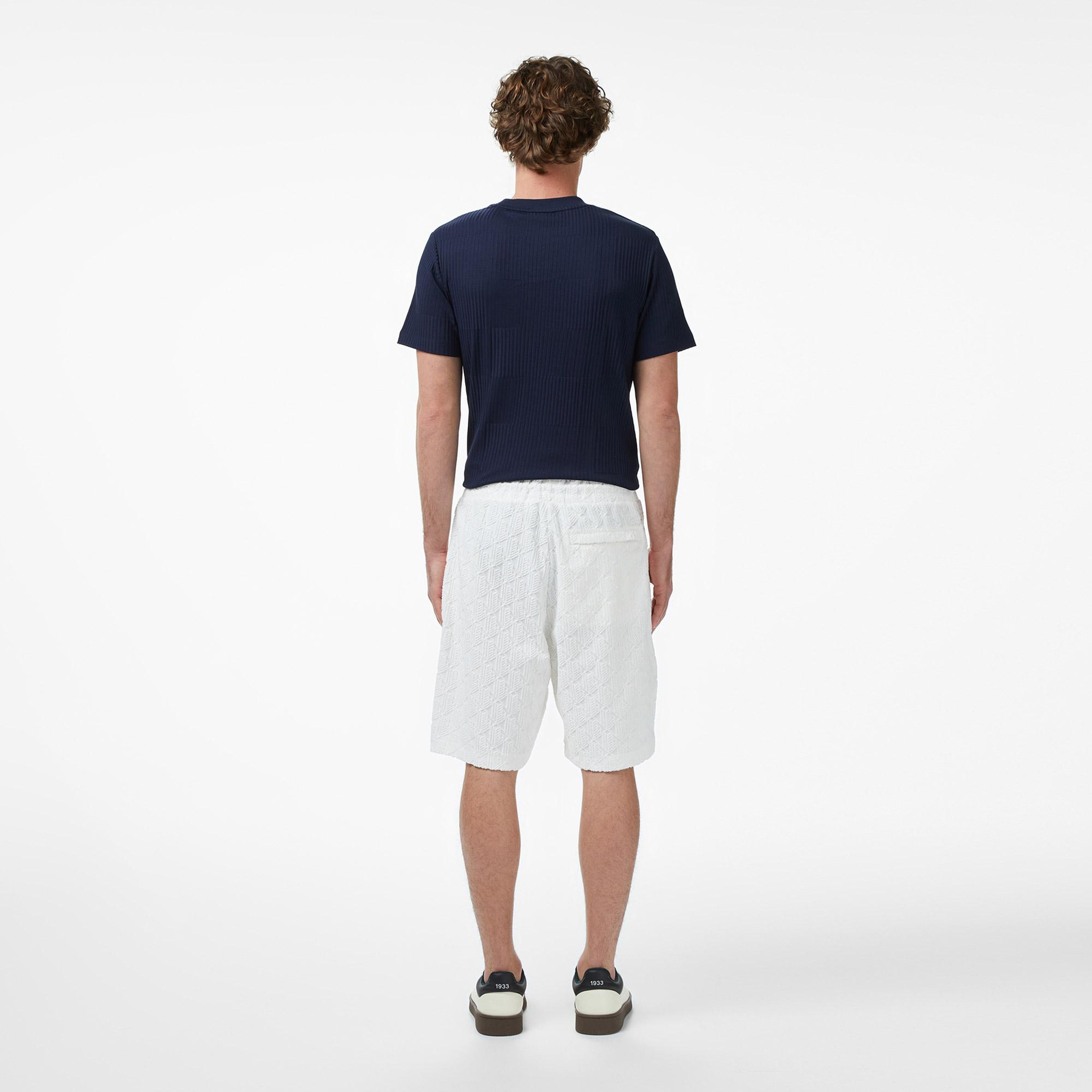 Lacoste Erkek Relaxed Fit Monogram Beyaz Bermuda Şort