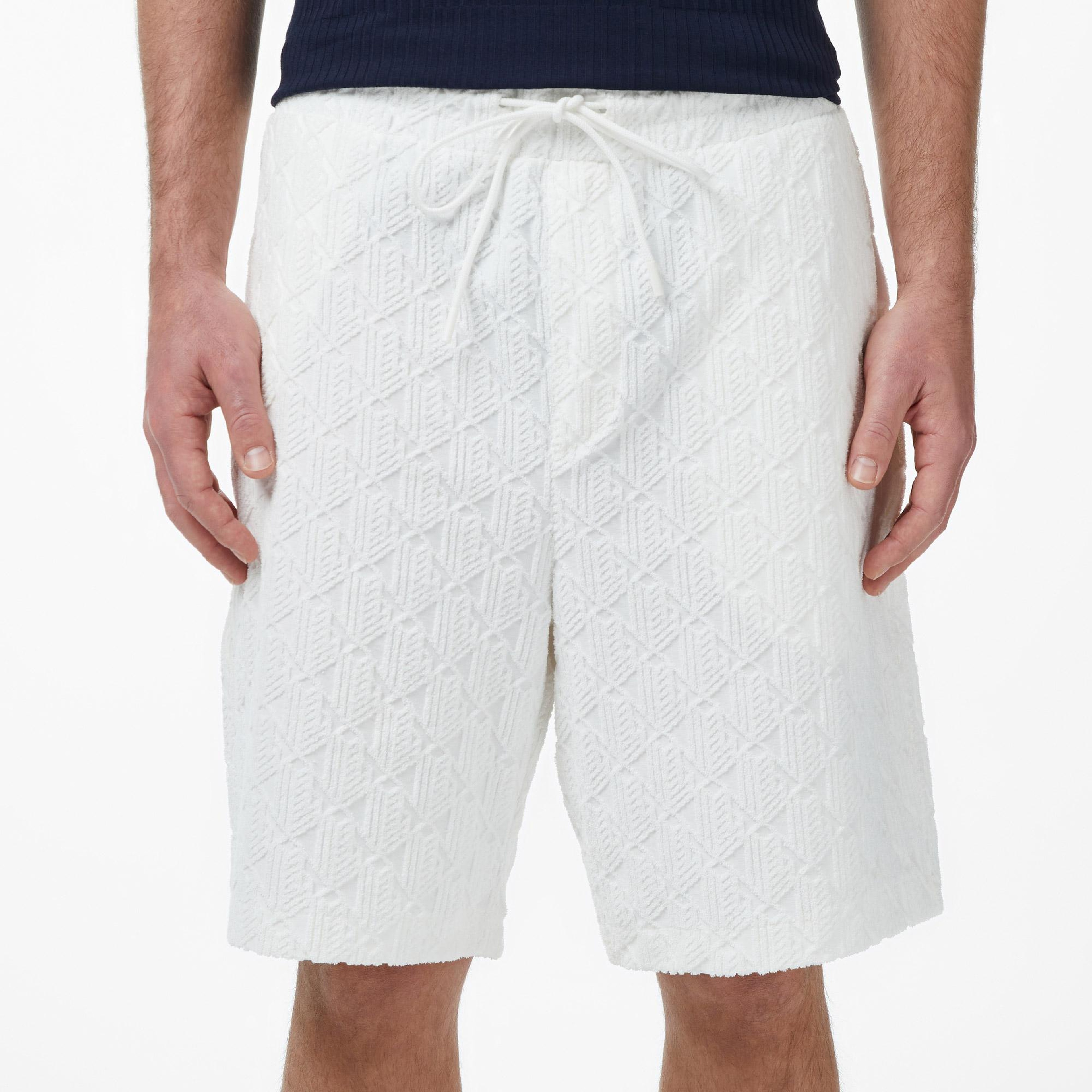 Lacoste Erkek Relaxed Fit Monogram Beyaz Bermuda Şort