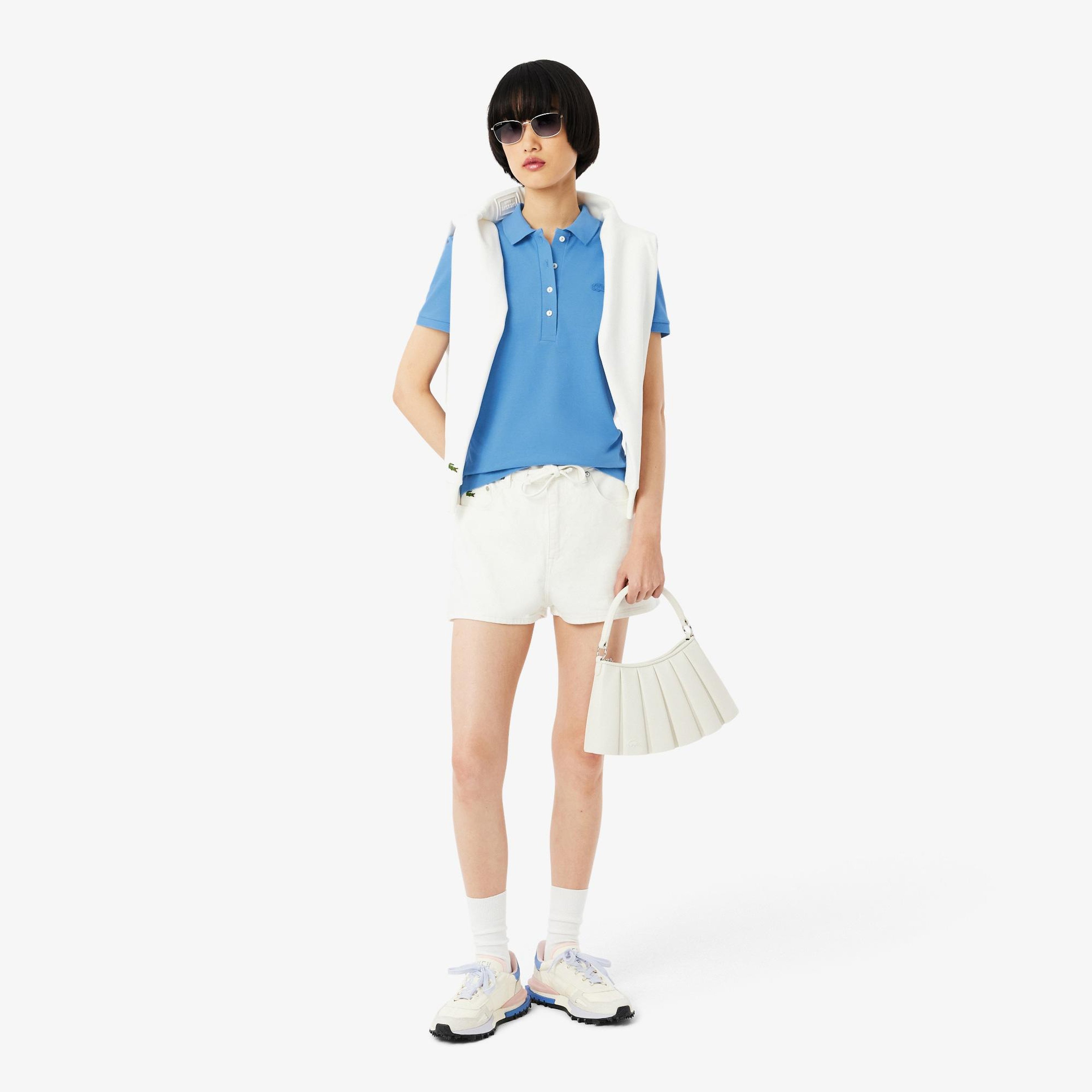 Lacoste L.12.D Kadın Slim Fit Mavi Polo