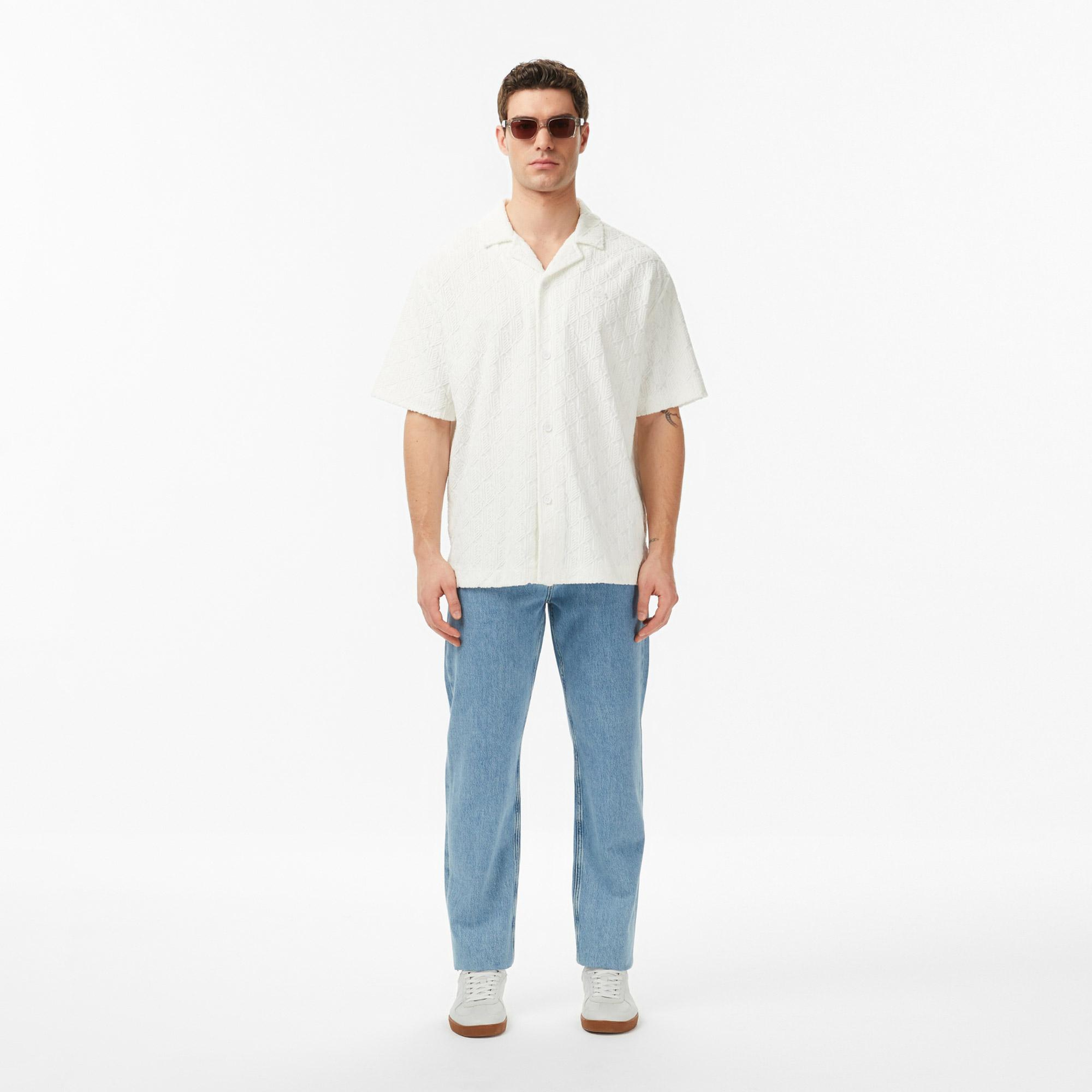 Lacoste Erkek Relaxed Fit Kısa Kollu Lacivert Gömlek