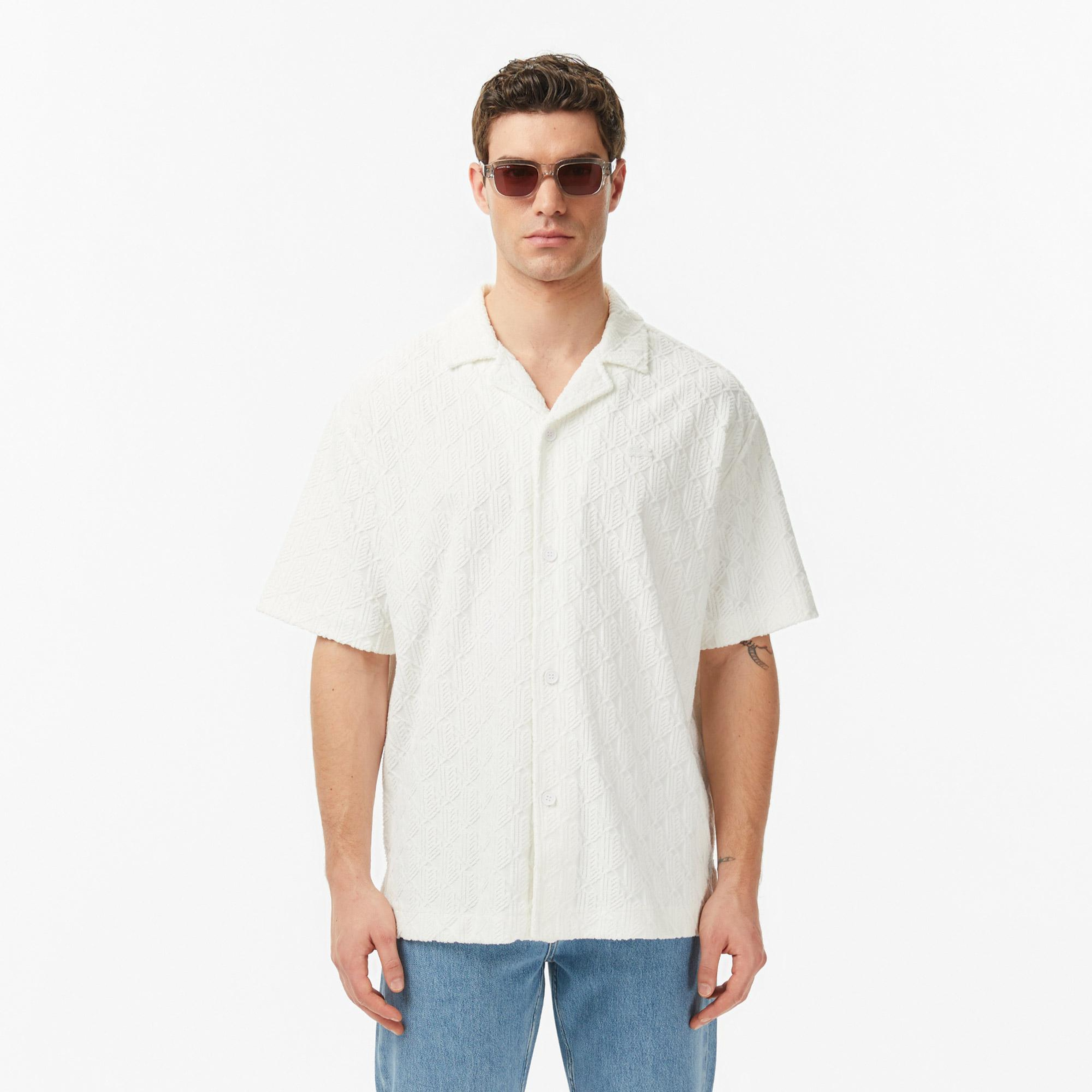 Lacoste Erkek Relaxed Fit Kısa Kollu Lacivert Gömlek