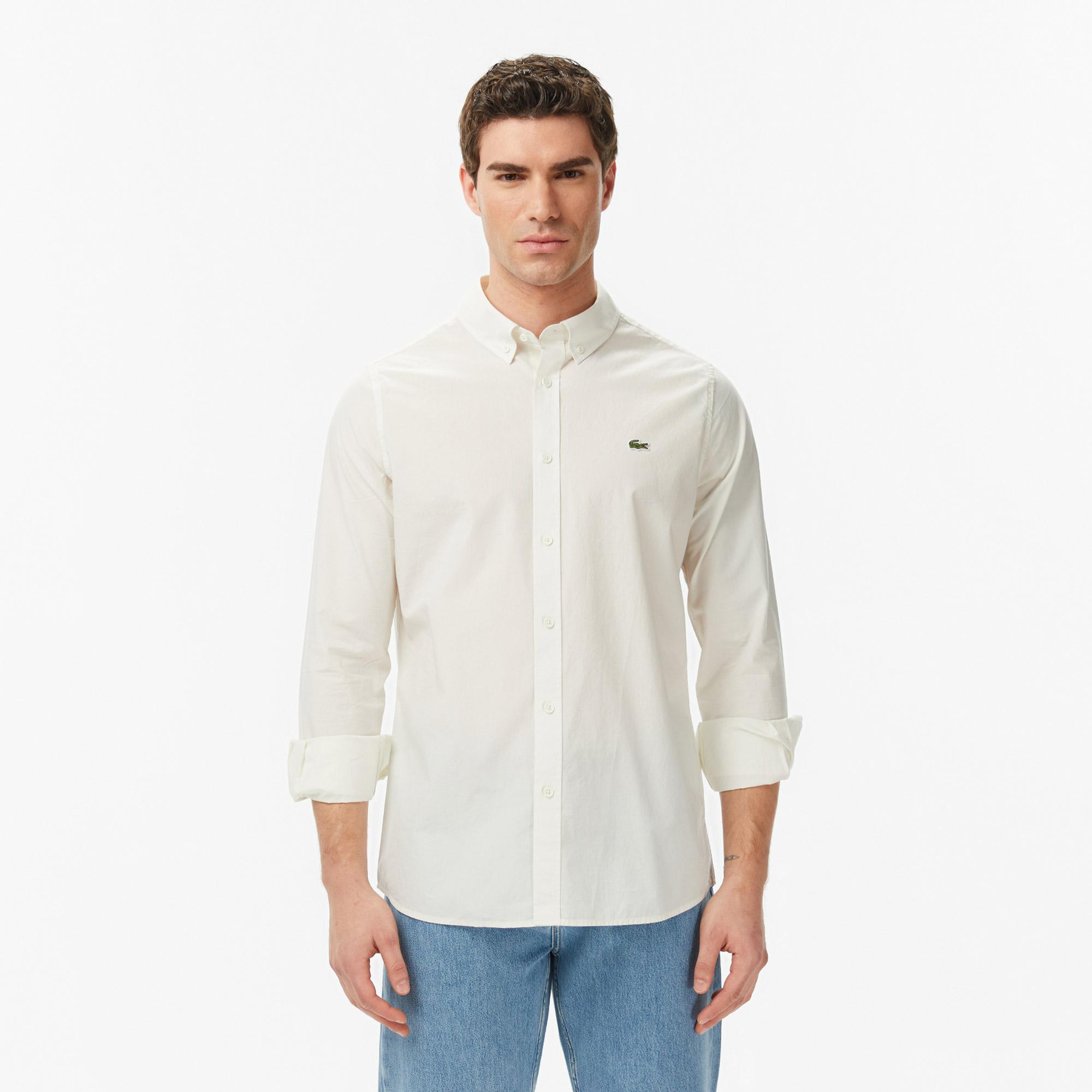 Lacoste Erkek Slim Fit Krem Gömlek