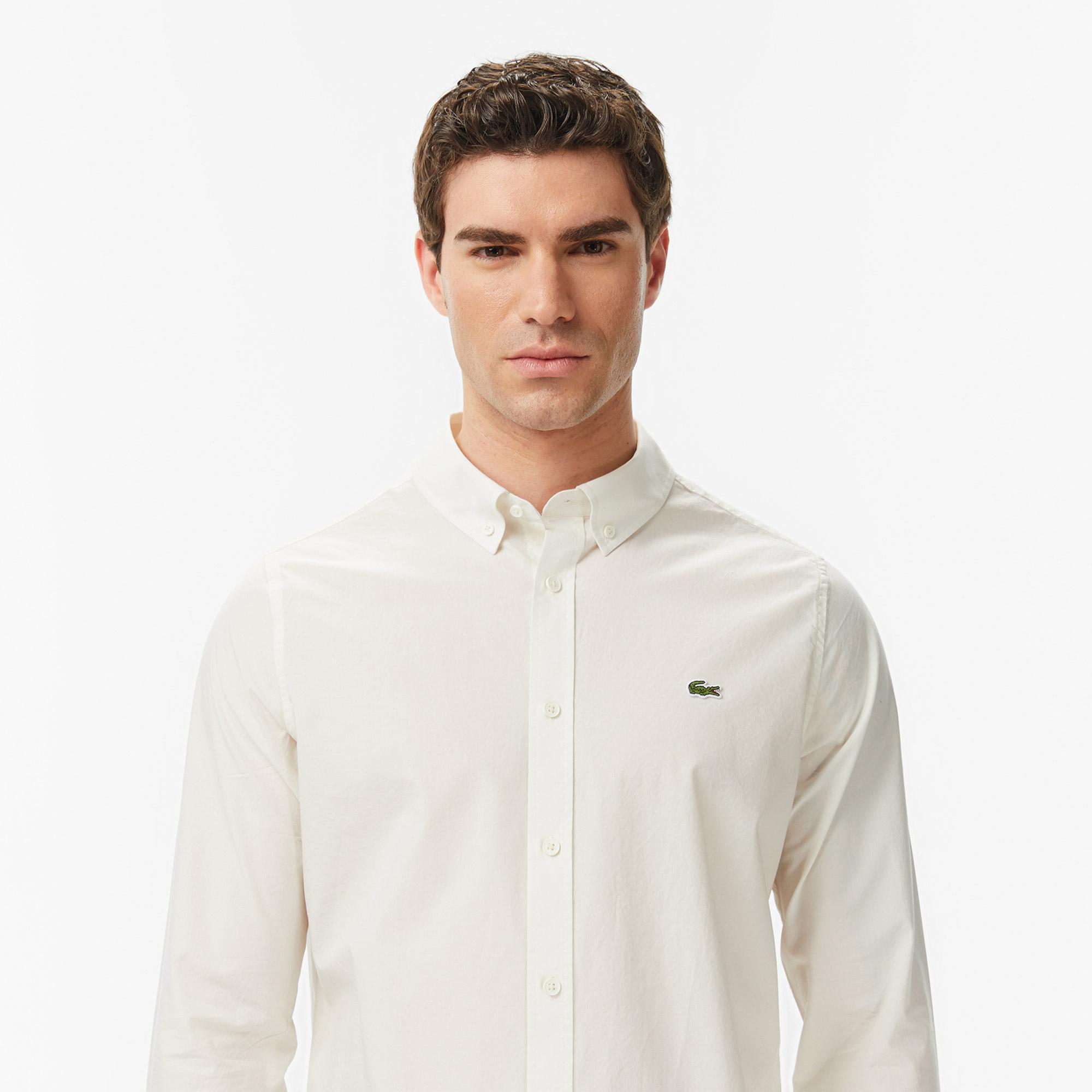Lacoste Erkek Slim Fit Krem Gömlek