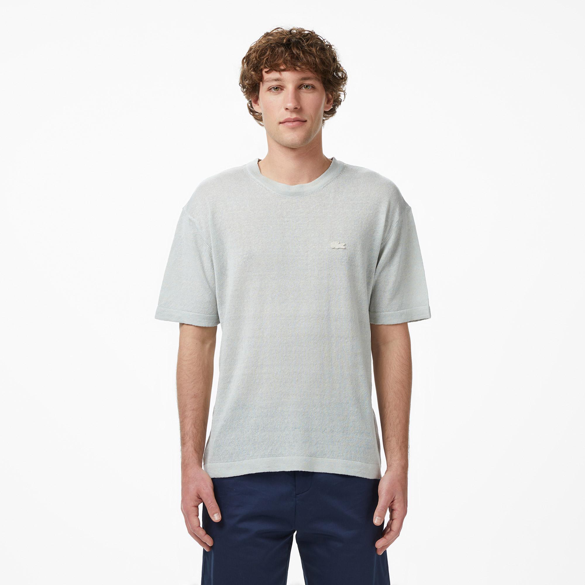 Lacoste Erkek Classic Fit Kısa Kollu Bisiklet Yaka Keten Bej Triko