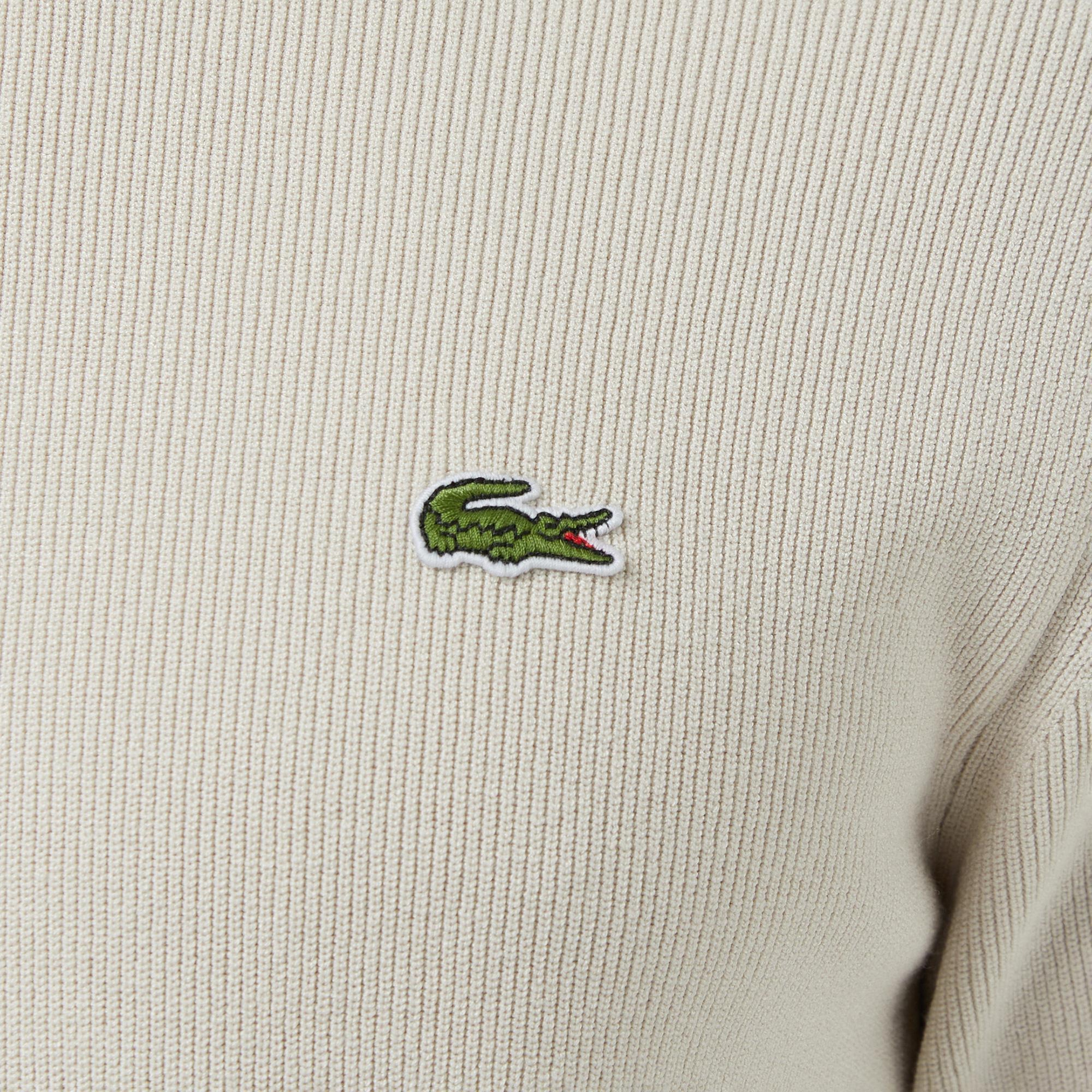 Lacoste Erkek Classic Fit Kısa Kollu Bisiklet Yaka Bej Triko