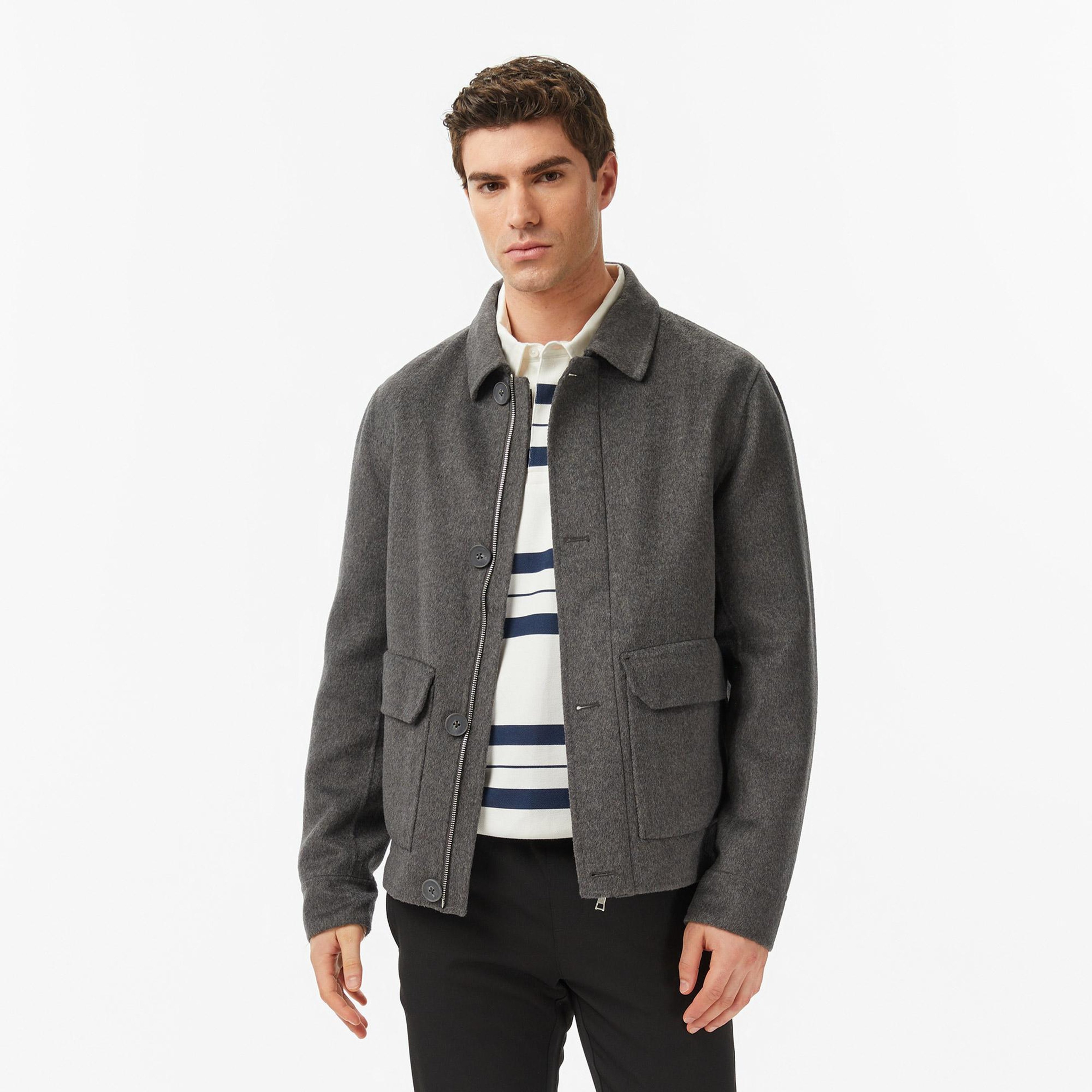 Nautica Erkek Gri Regular Fit Kaşe Ceket