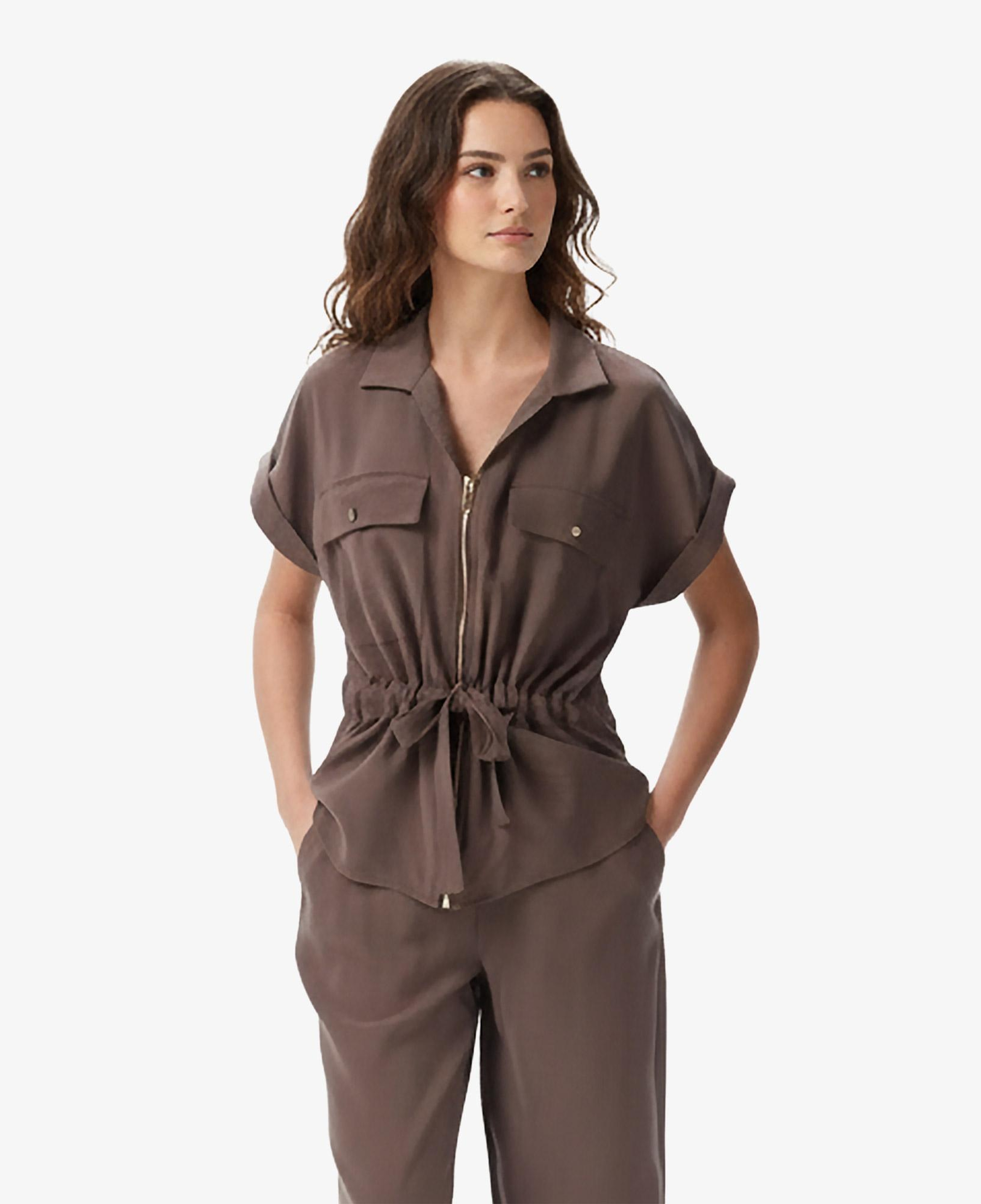 Nautica Kadın Kahverengi Regular Fit Kısa Kollu Gömlek