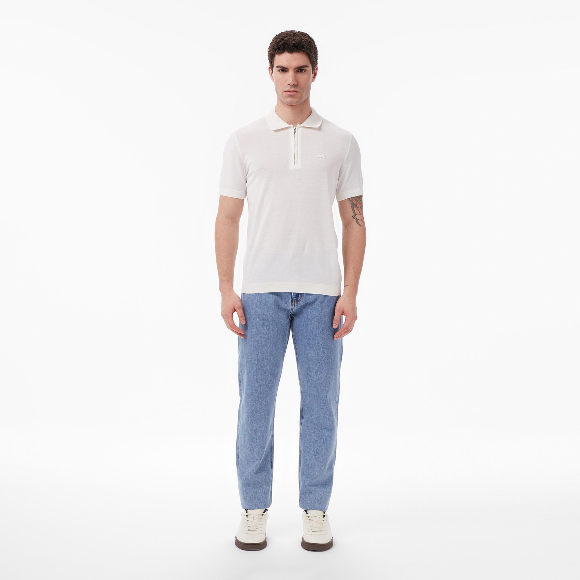 Lacoste Erkek Classic Fit Kısa Kollu Polo Yaka Krem Triko