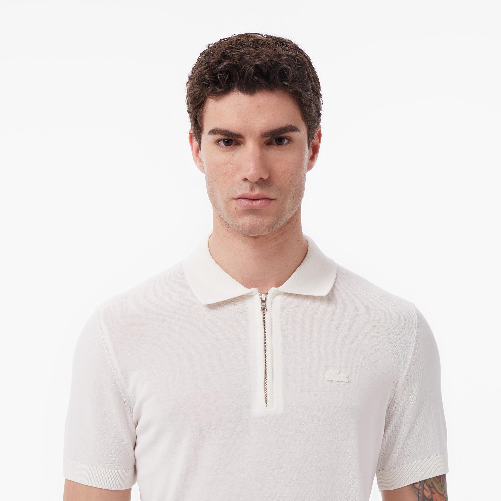 Lacoste Erkek Classic Fit Kısa Kollu Polo Yaka Krem Triko