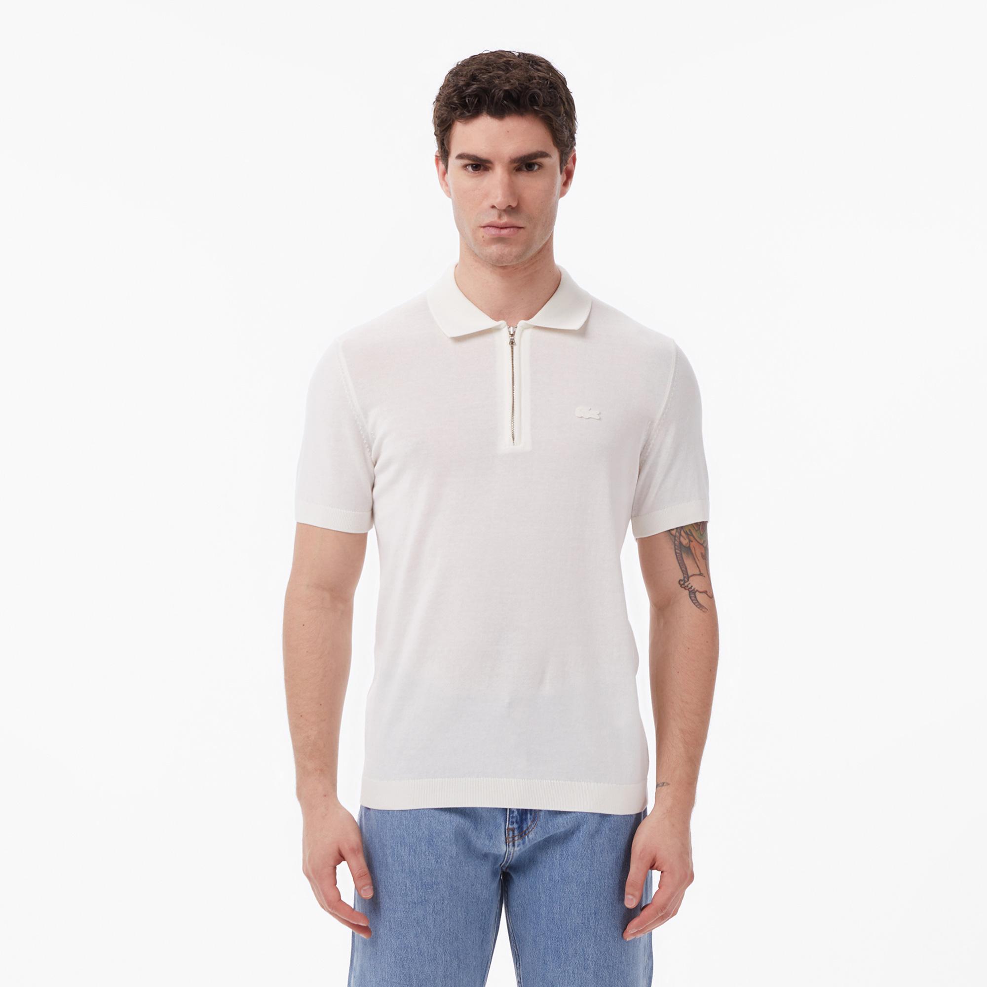 Lacoste Erkek Classic Fit Kısa Kollu Polo Yaka Krem Triko