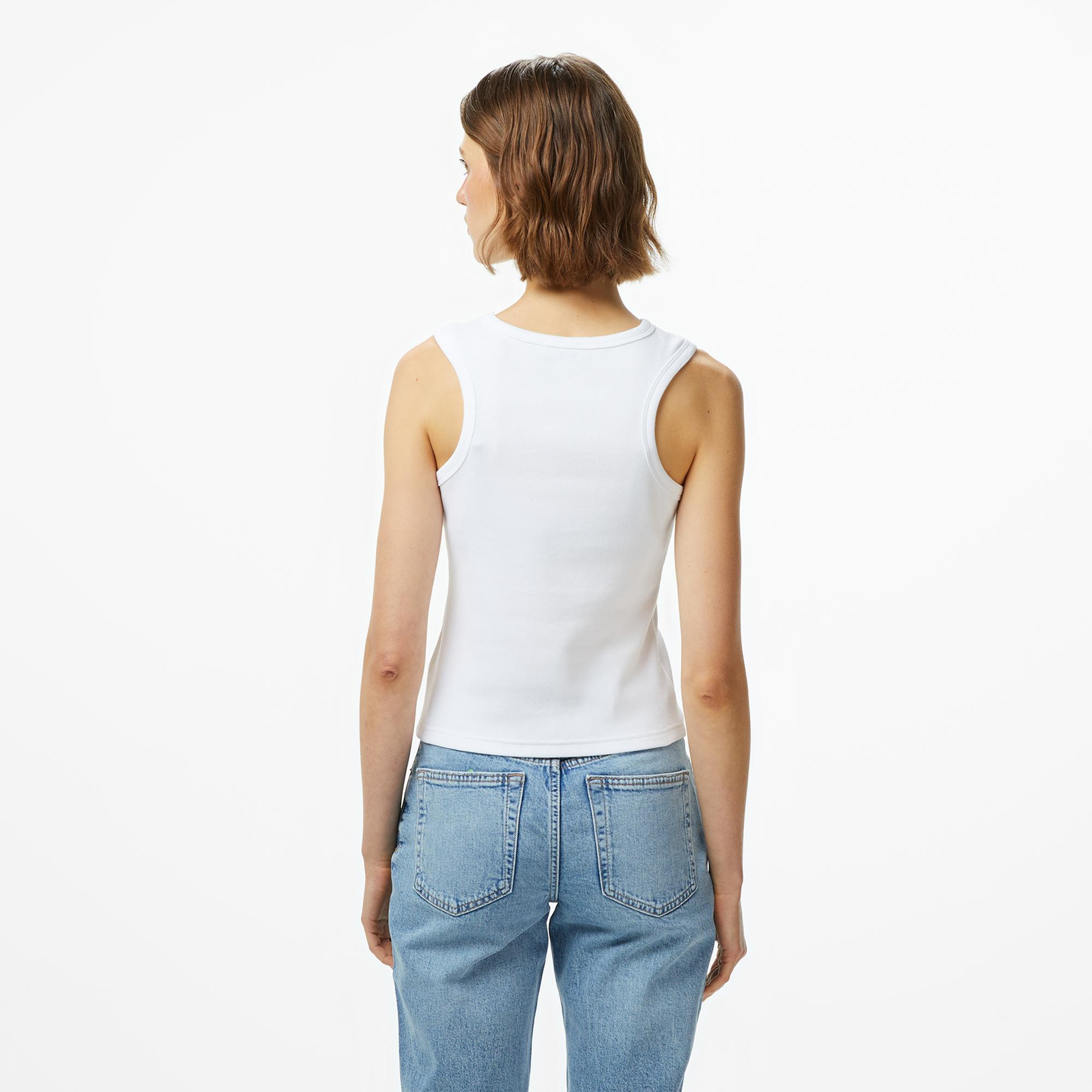 Calvin Klein Woven Label Kadın Beyaz T-Shirt