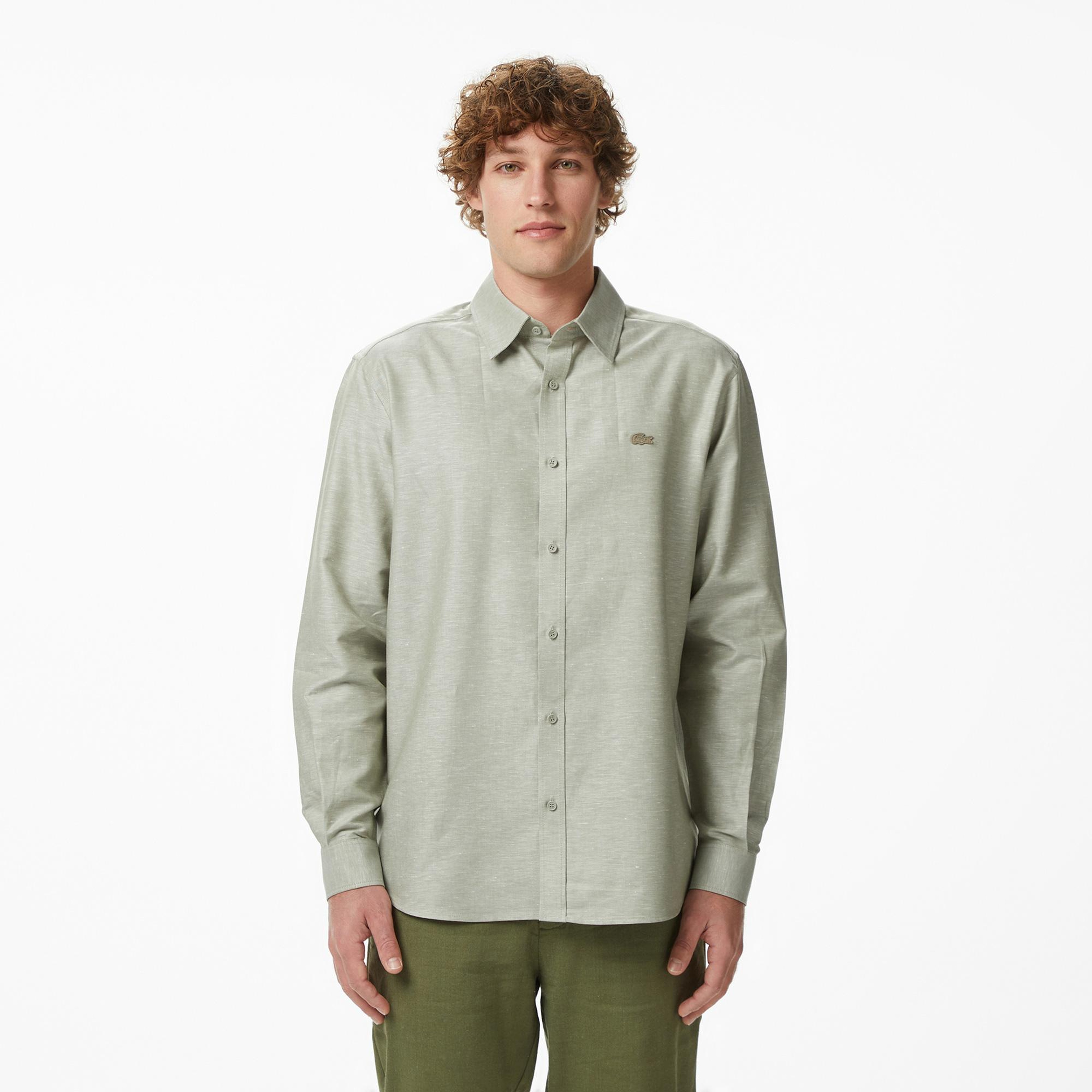 Lacoste Erkek Regular Fit Düğmeli Yaka Haki Gömlek