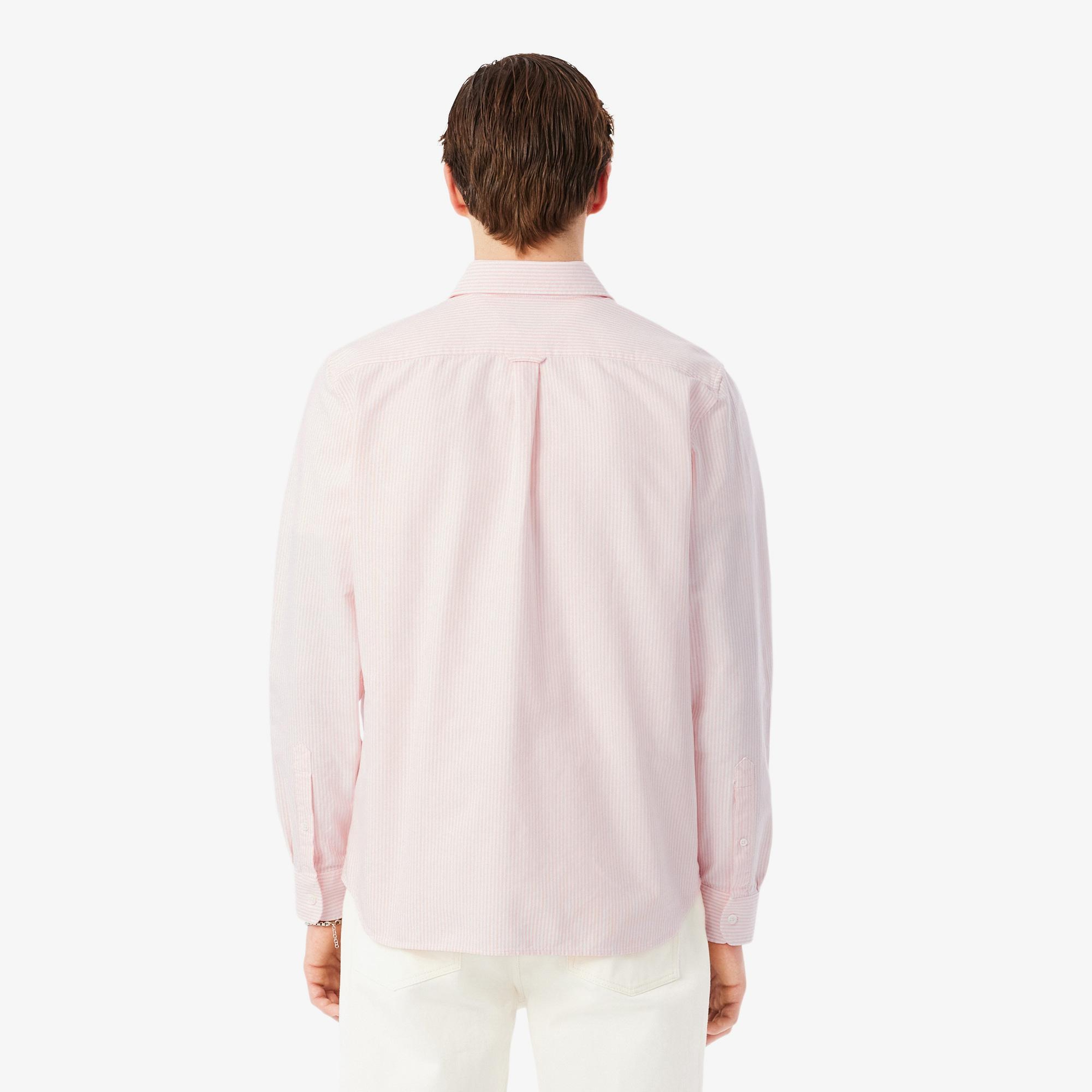 Lacoste Erkek Regular Fit Çizgili Pembe Gömlek