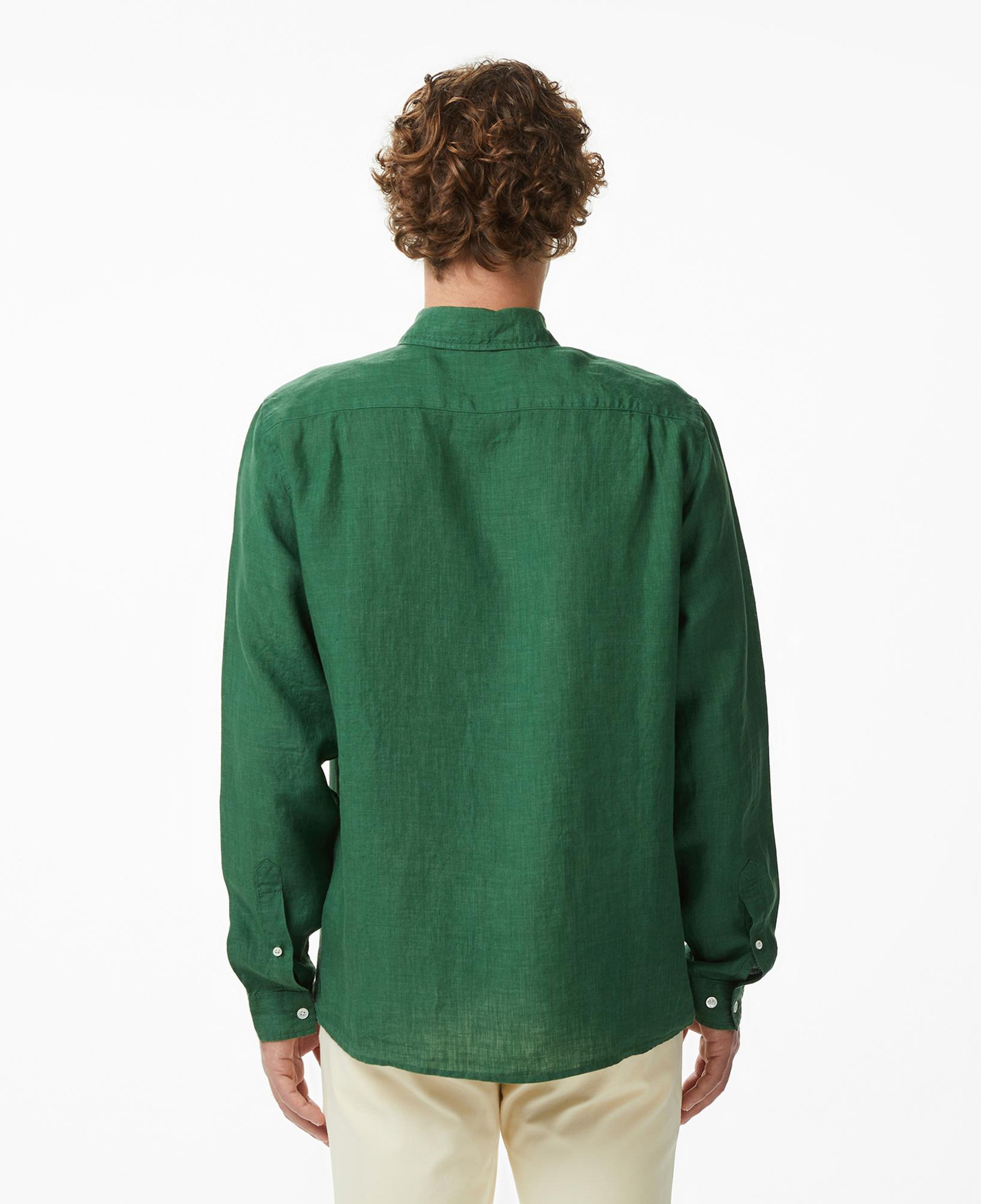 Lacoste Erkek Regular Fit Düğmeli Yaka Keten Koyu Yeşil Gömlek