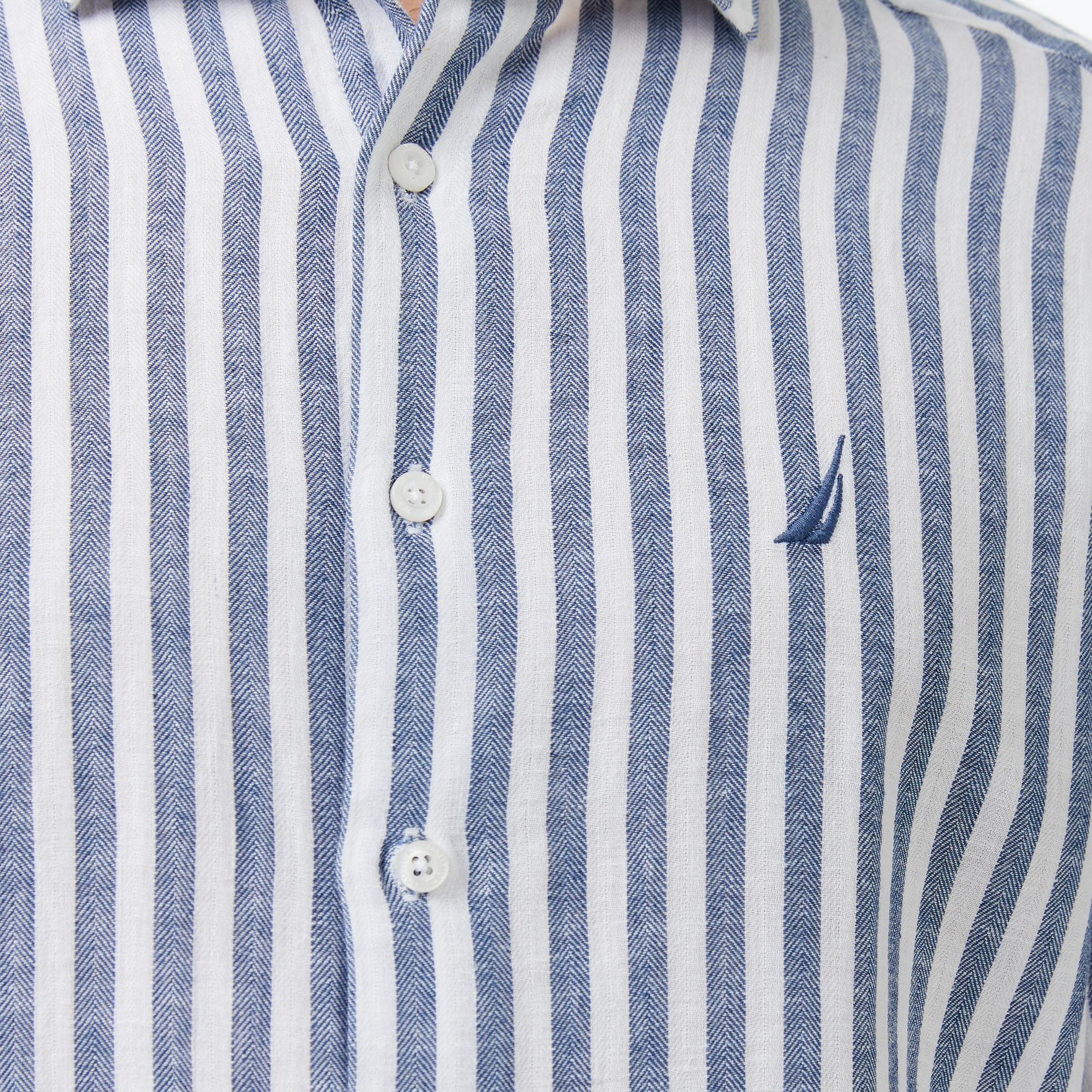 Nautica Erkek Lacivert Regular Fit Kısa Kollu Çizgili Gömlek