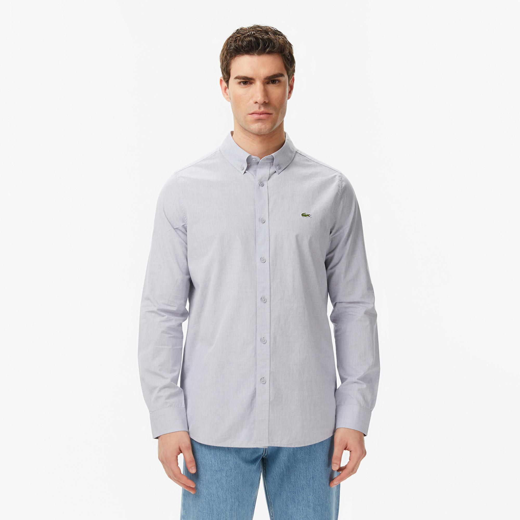 Lacoste Erkek Slim Fit Gri Gömlek