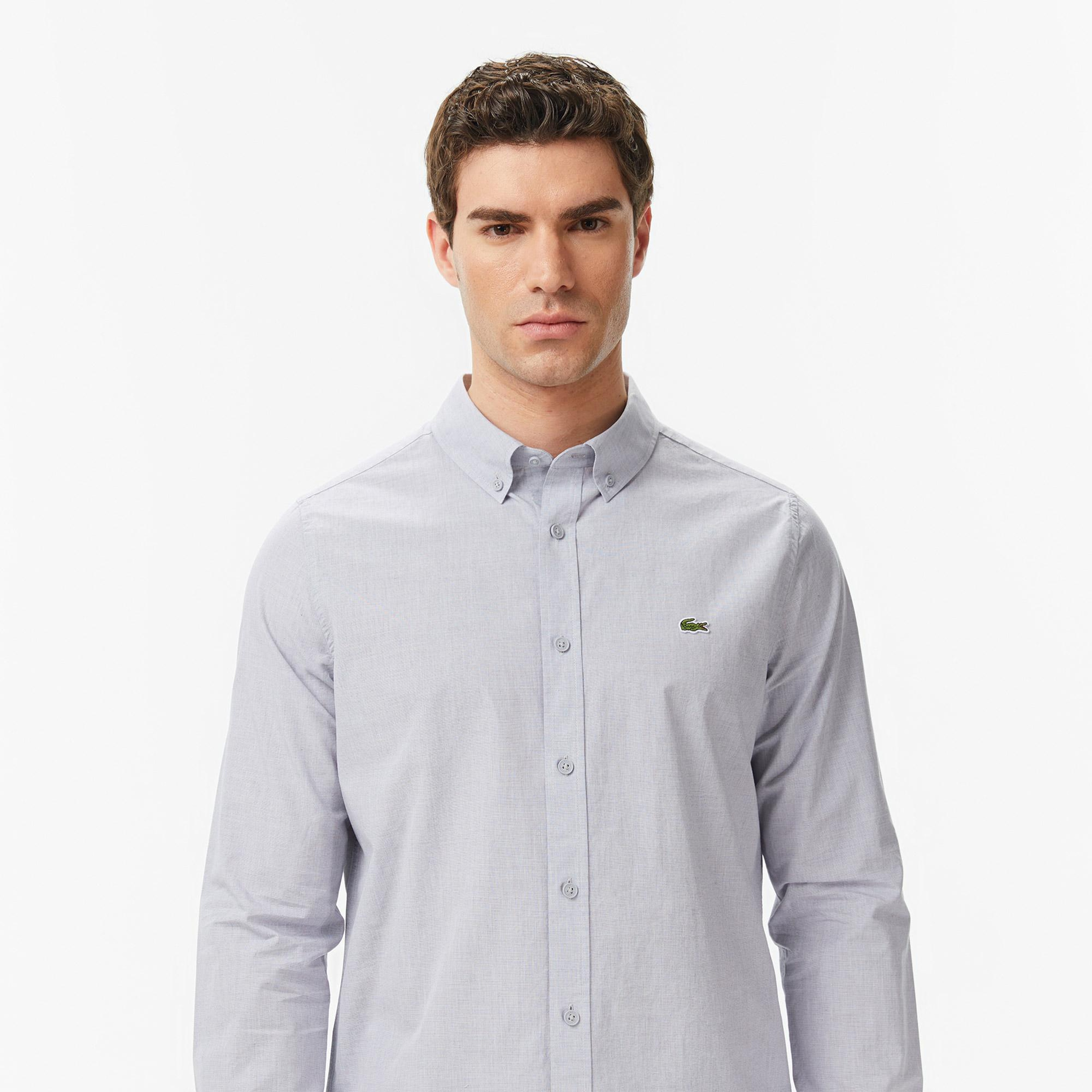 Lacoste Erkek Slim Fit Gri Gömlek