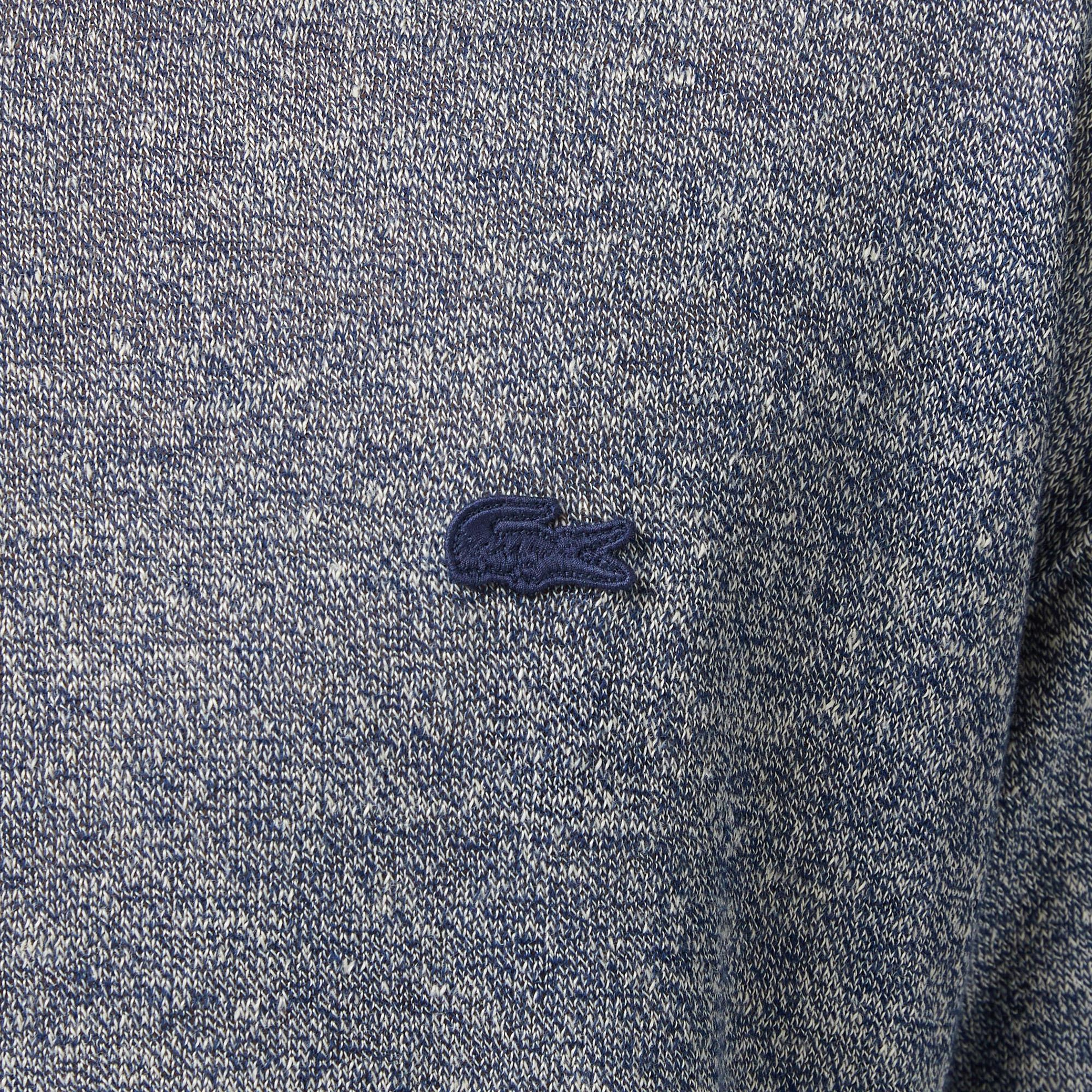 Lacoste Erkek Classic Fit Kısa Kollu Bisiklet Yaka Keten Lacivert Triko