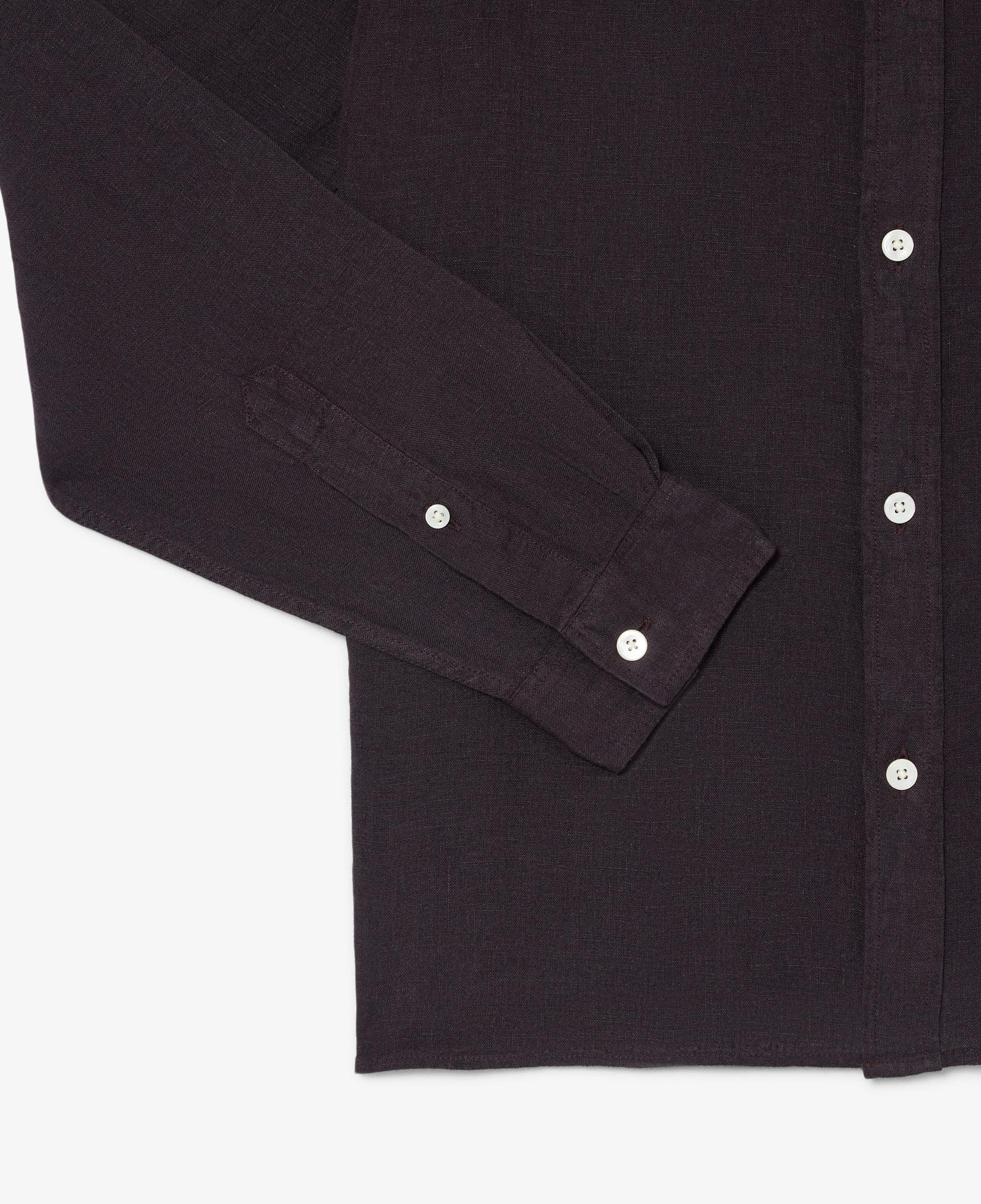 Lacoste Erkek Regular Fit Düğmeli Yaka Keten Koyu Kahverengi Gömlek