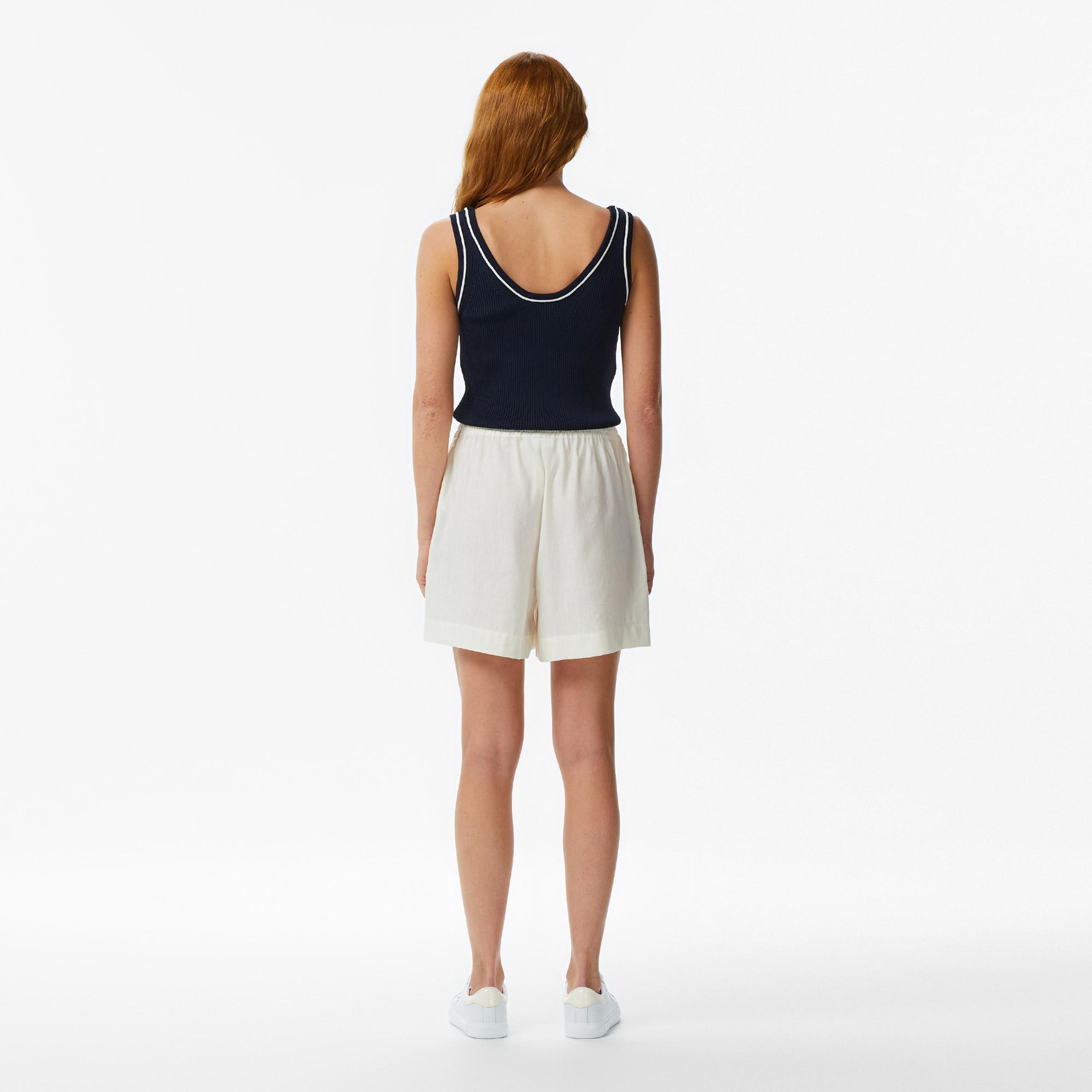 Lacoste Kadın Relaxed Fit Krem Şort