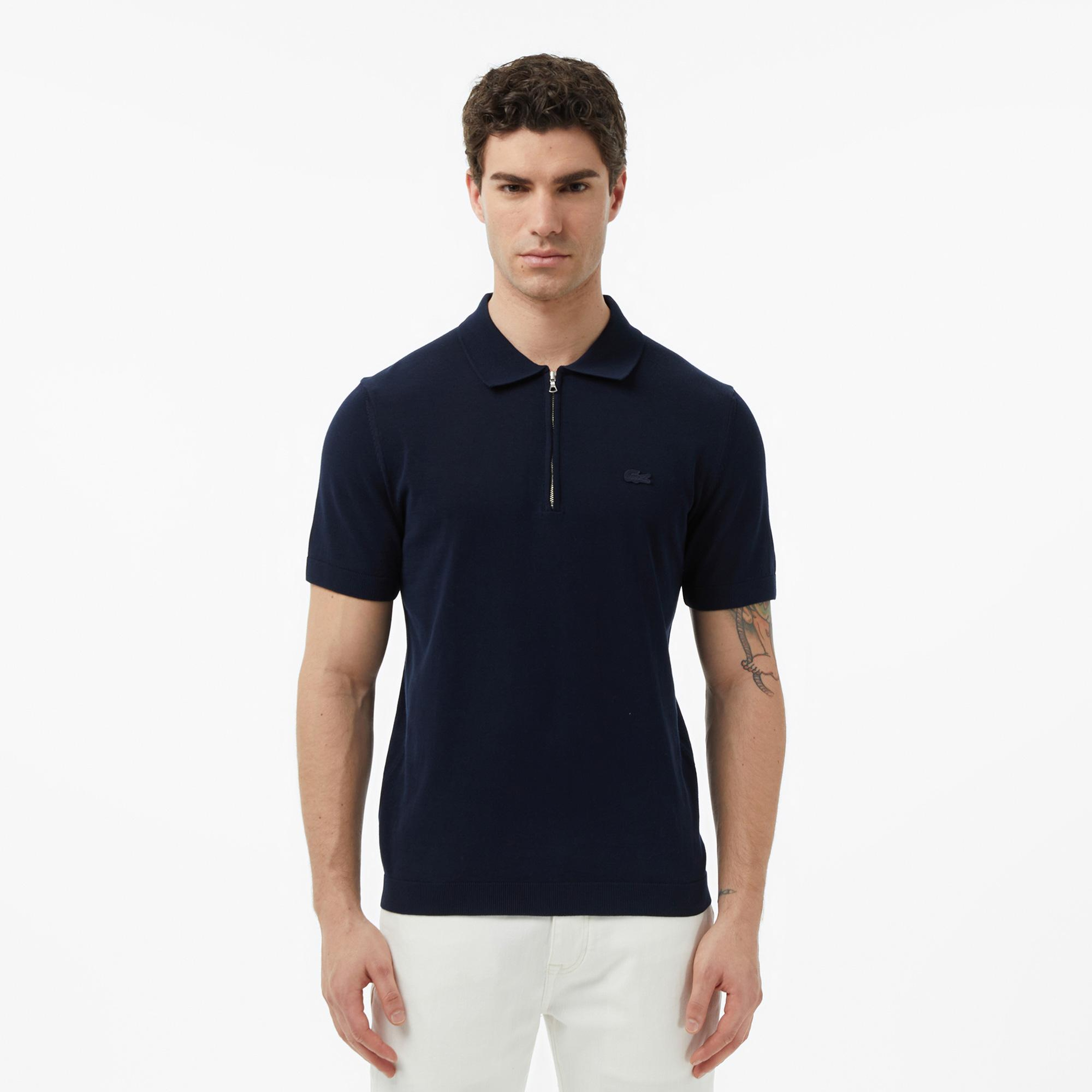 Lacoste Erkek Classic Fit Kısa Kollu Polo Yaka Lacivert Triko