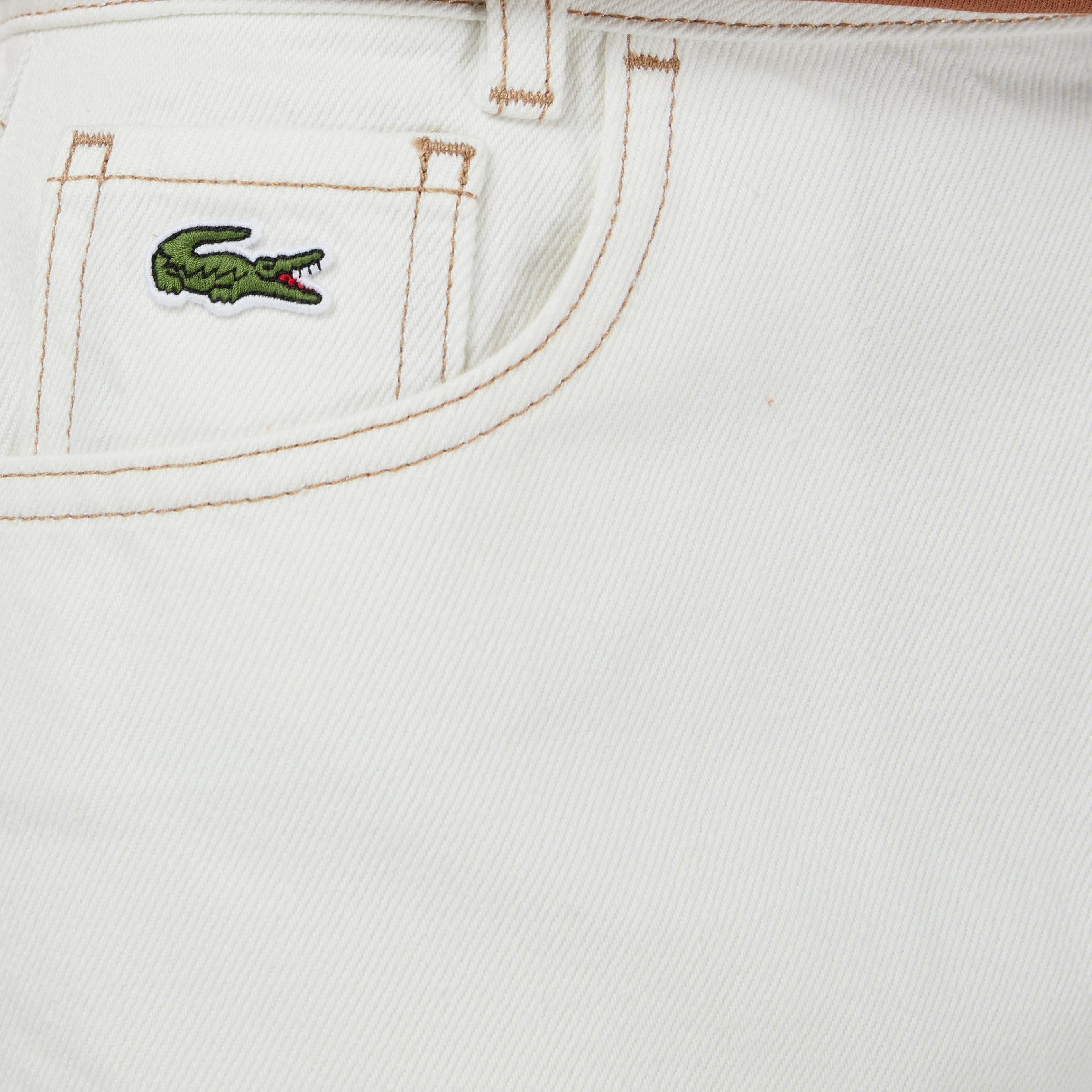 Lacoste Kadın Classic Fit Denim Krem Etek
