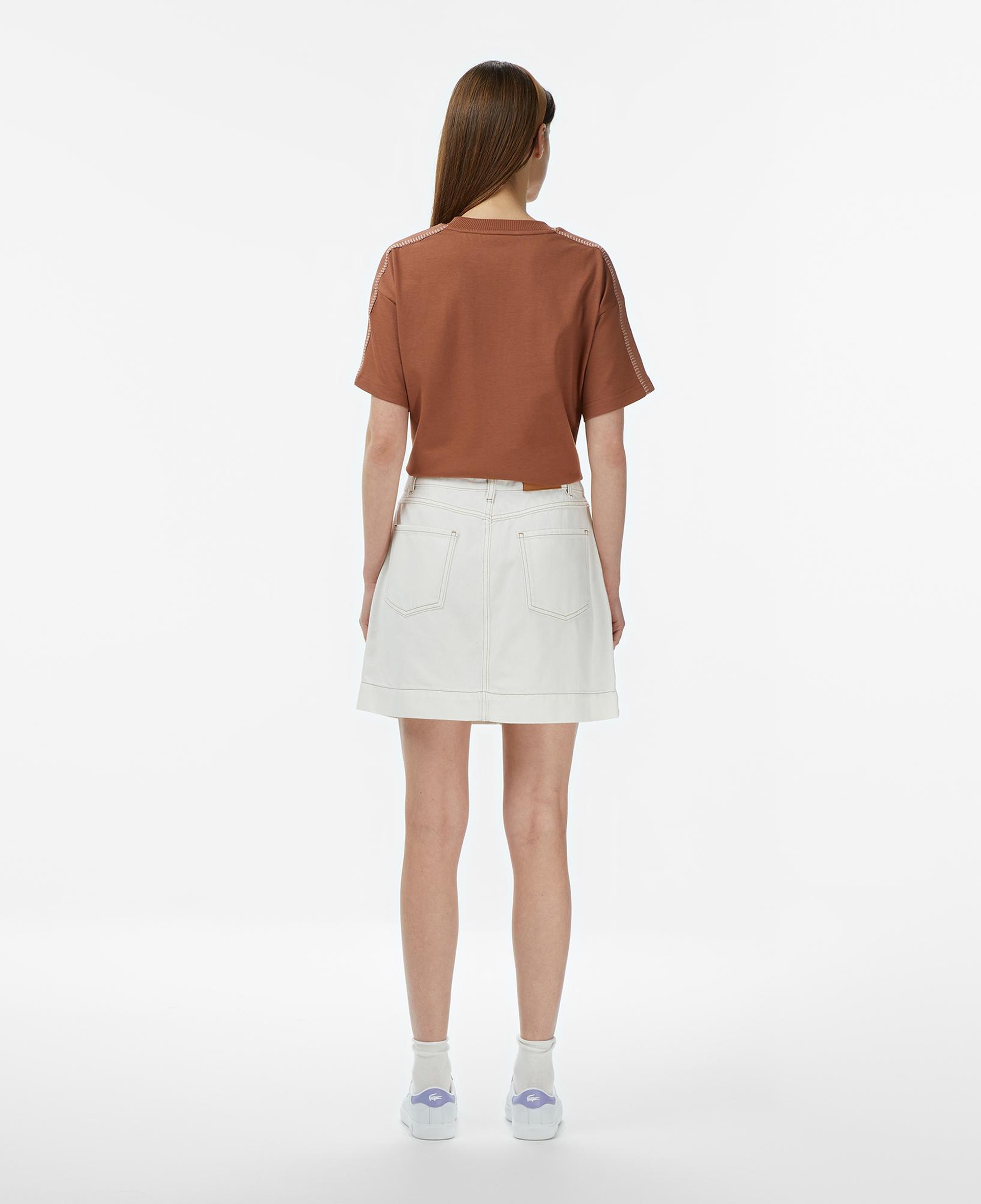 Lacoste Kadın Classic Fit Denim Krem Etek